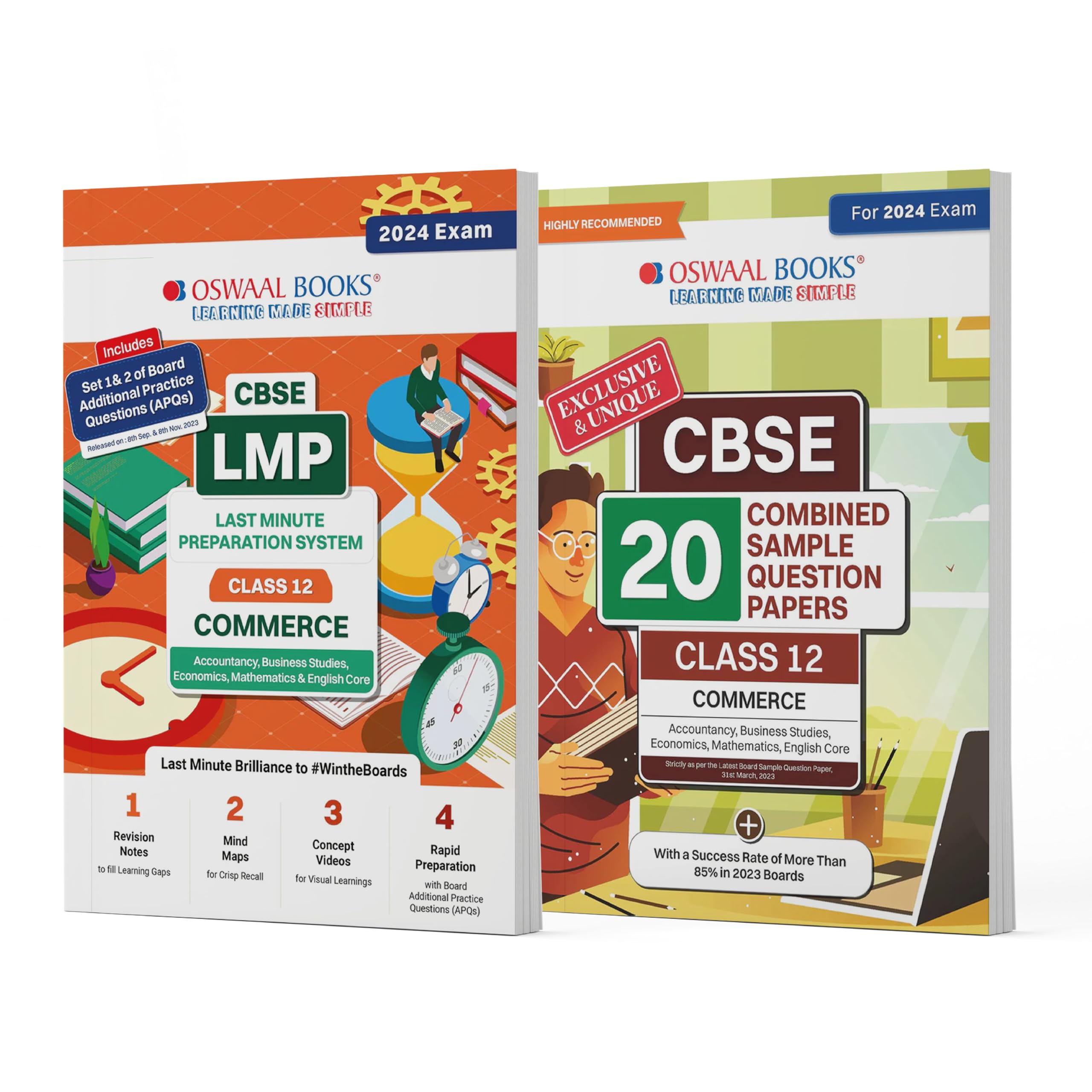 Oswaal Cbse Lmp Last Minute Preparation System And 20 Combined Sample Question Papers Class 12 Commerce Stream (Set Of 2 Books) With Board Additional Practice Questions For 2024 Board Exams