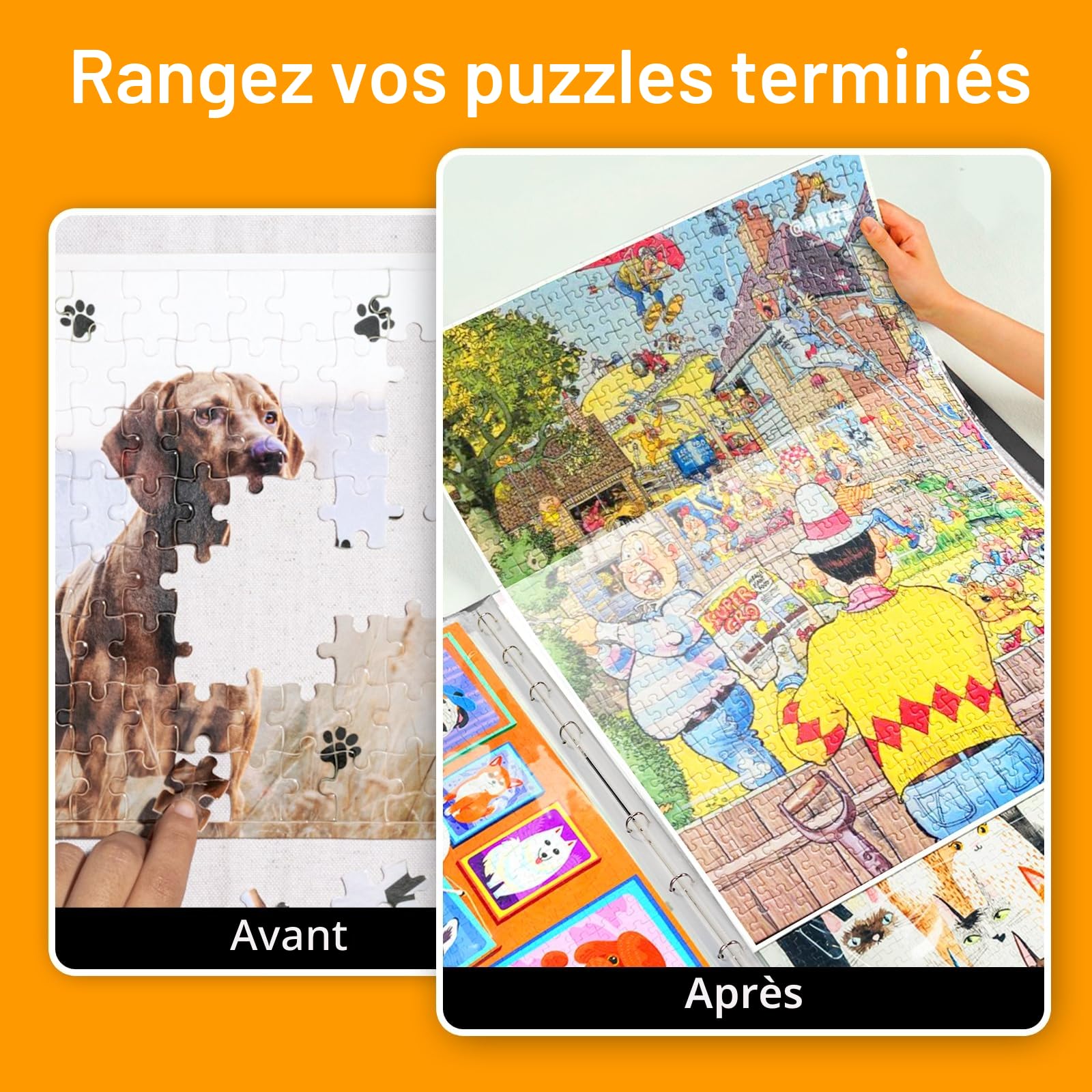 Rangement Puzzle avec 25 Poches, Classeur Puzzle 1000 pièces, Organiseur de Puzzles Portable, Accessoires de Stockage, Protecteur Anti-Poussière
