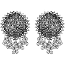 Jwellmart Indian Lightweight Oxidized Finish Stylish Statement Ghungroo Studs Fashion Earrings Jewellery