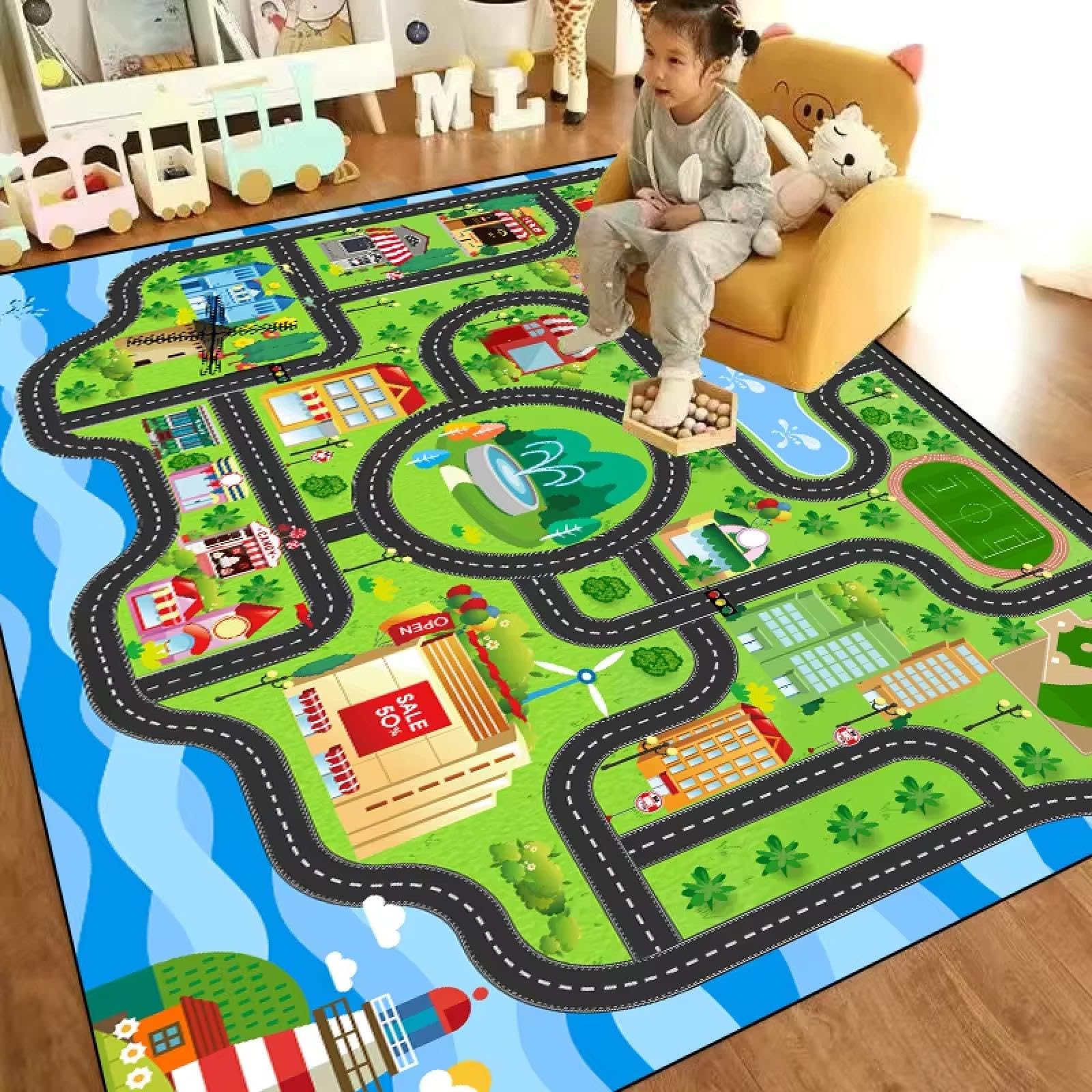 Tapis de salon 3D doux et lavable en machine pour une chambre d'enfant moderne