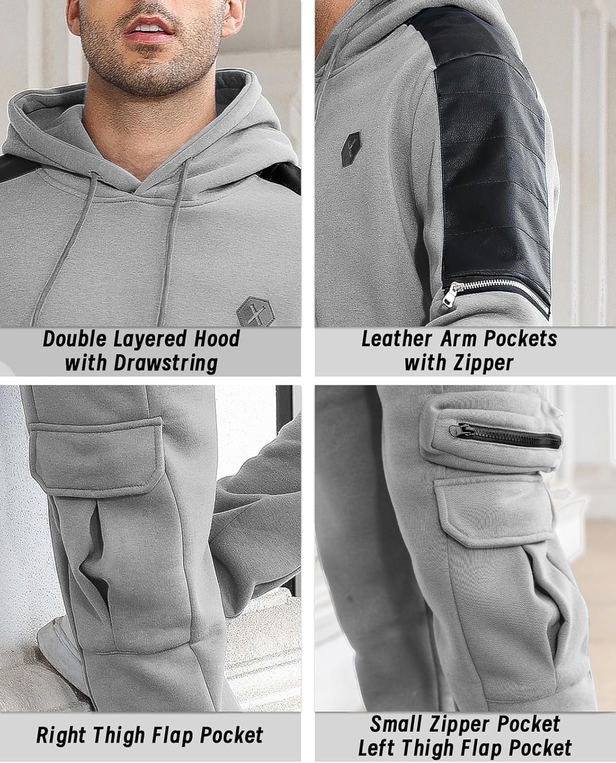 Men's Tracksuit 2 Piece Hoodie Athletic Jogging Sweatsuits for Men Casual Sports Long Sleeve Pullover Suit Set - Image 4