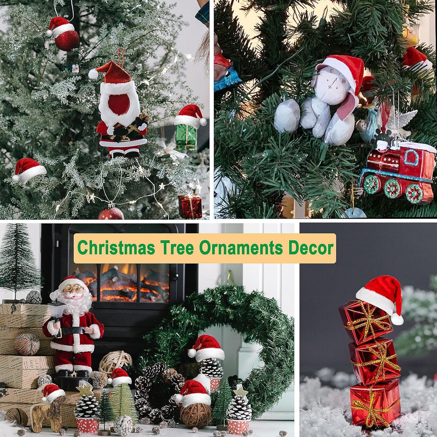30 Portaposate Natalizi - Mini Cappelli Di Babbo Natale In Tessuto