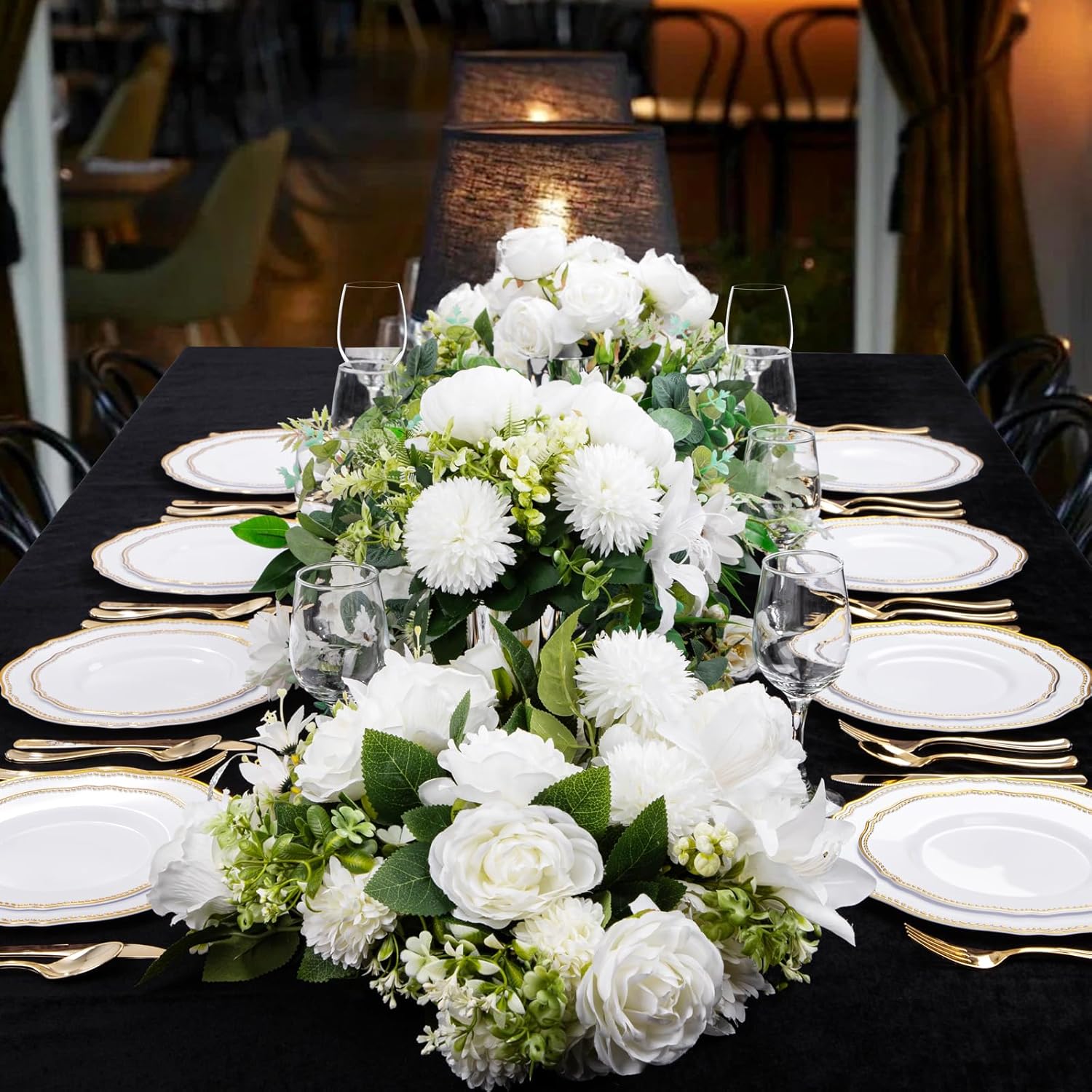 Hioasis 60pcs Gold Plastic Plates - White and Gold Disposable Dinnerware with Gold Rim, Heavy-duty, 10.25 inch, Dinner Plates for Party & Wedding - Image 7