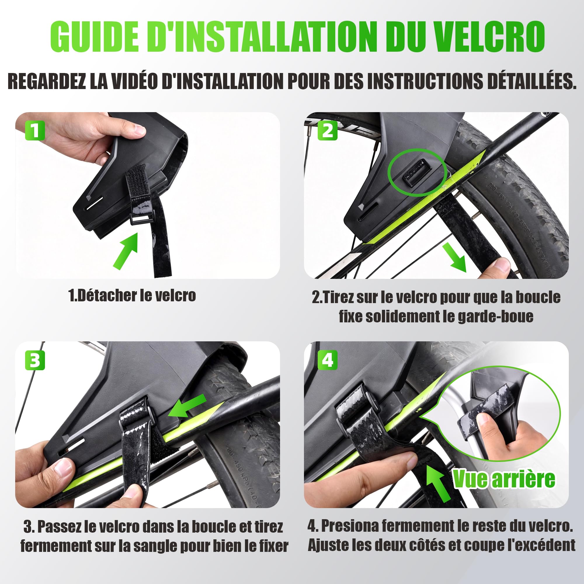 RBRL Garde-Boue VTT et Vélo Électrique, Protection Complète, Compatible Roues 27,5" / 29" Jusqu’à 3,0", Garde-Boue Anti-Projections Boue et Eau, Installation Stable sans Outil