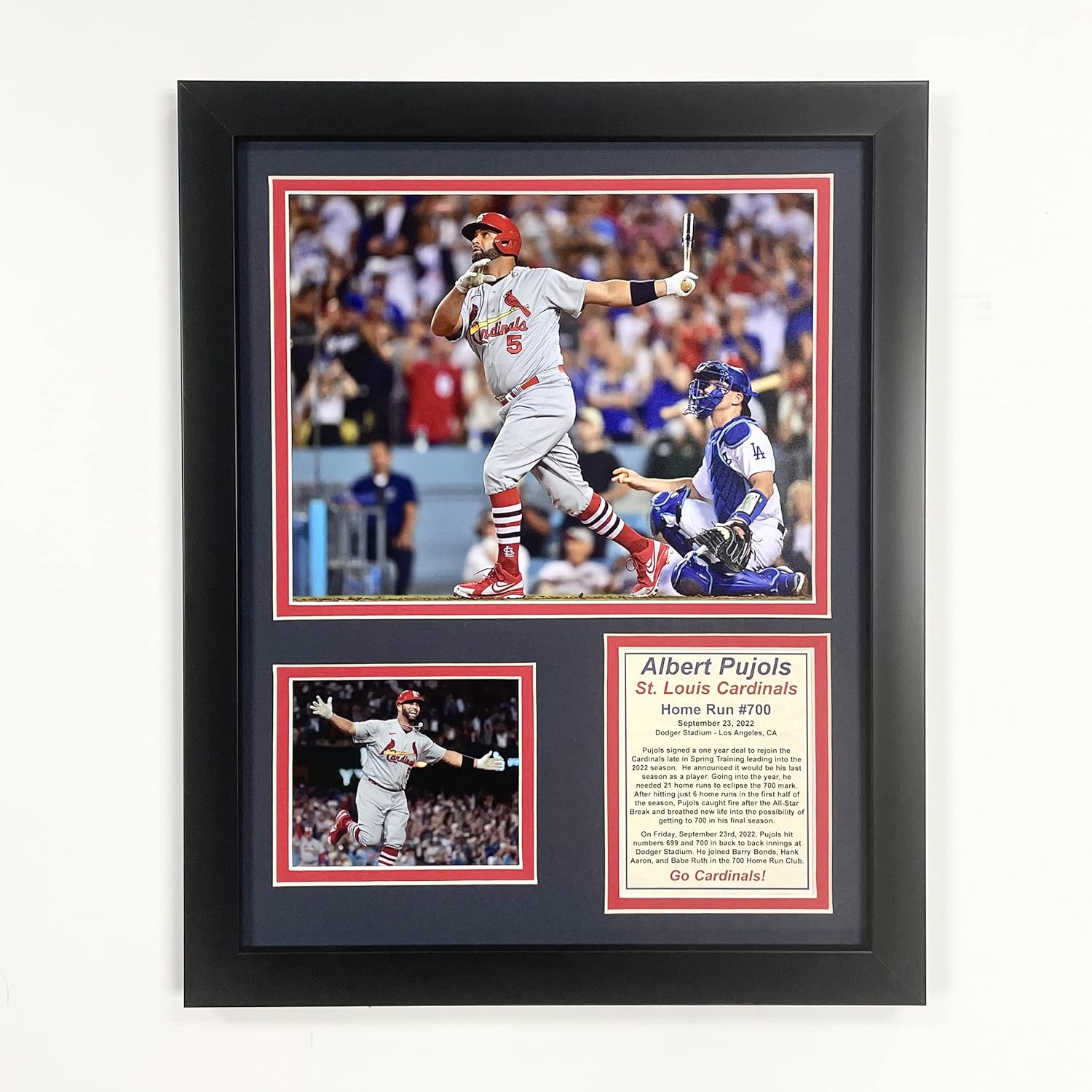 Legends Never Die, Inc. St. Louis Cardinals | Albert Pujols 700th Home Run | 12"x15" Framed Photo Collage