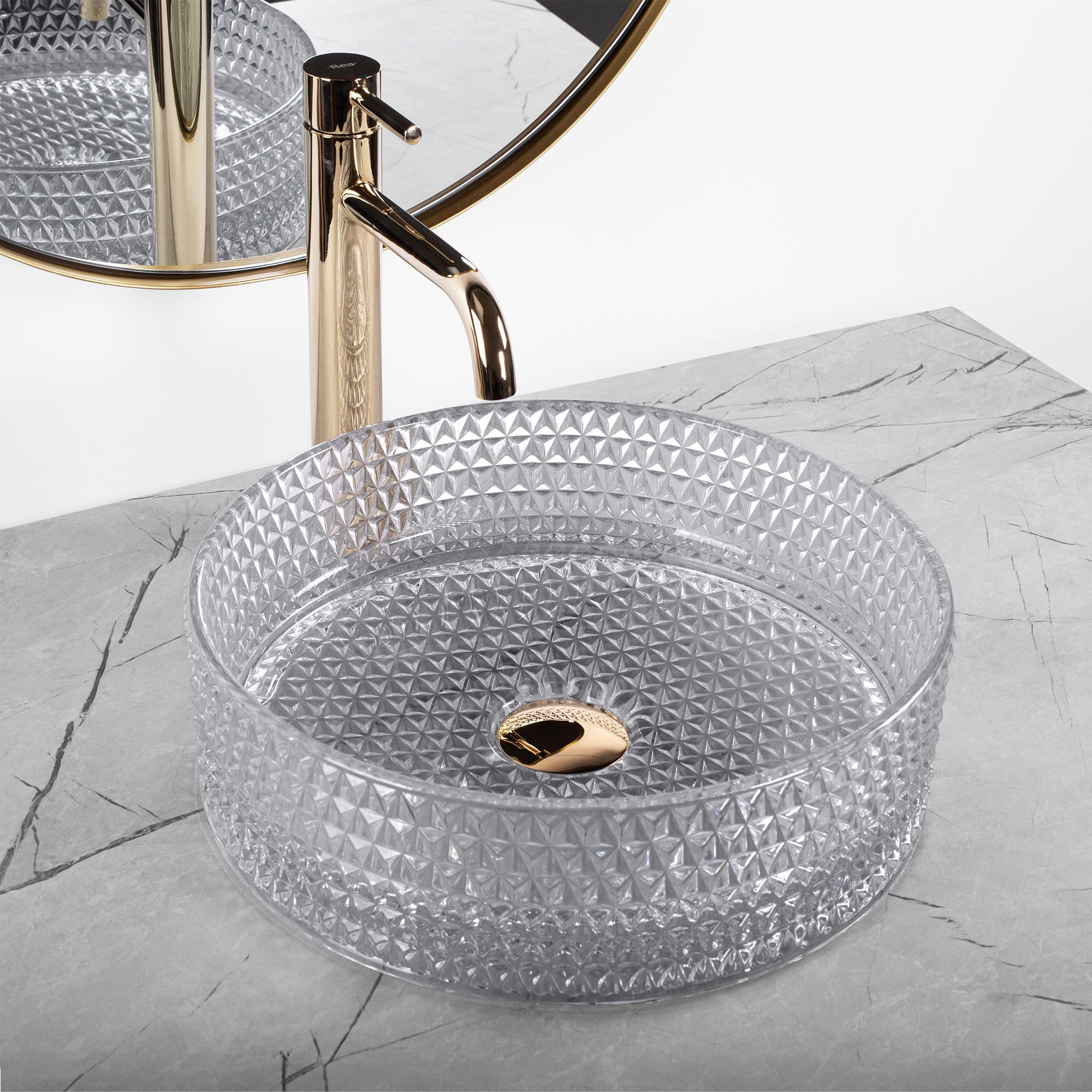 Lavabo Sobre Encimera Rea Cristal 35 Gris
