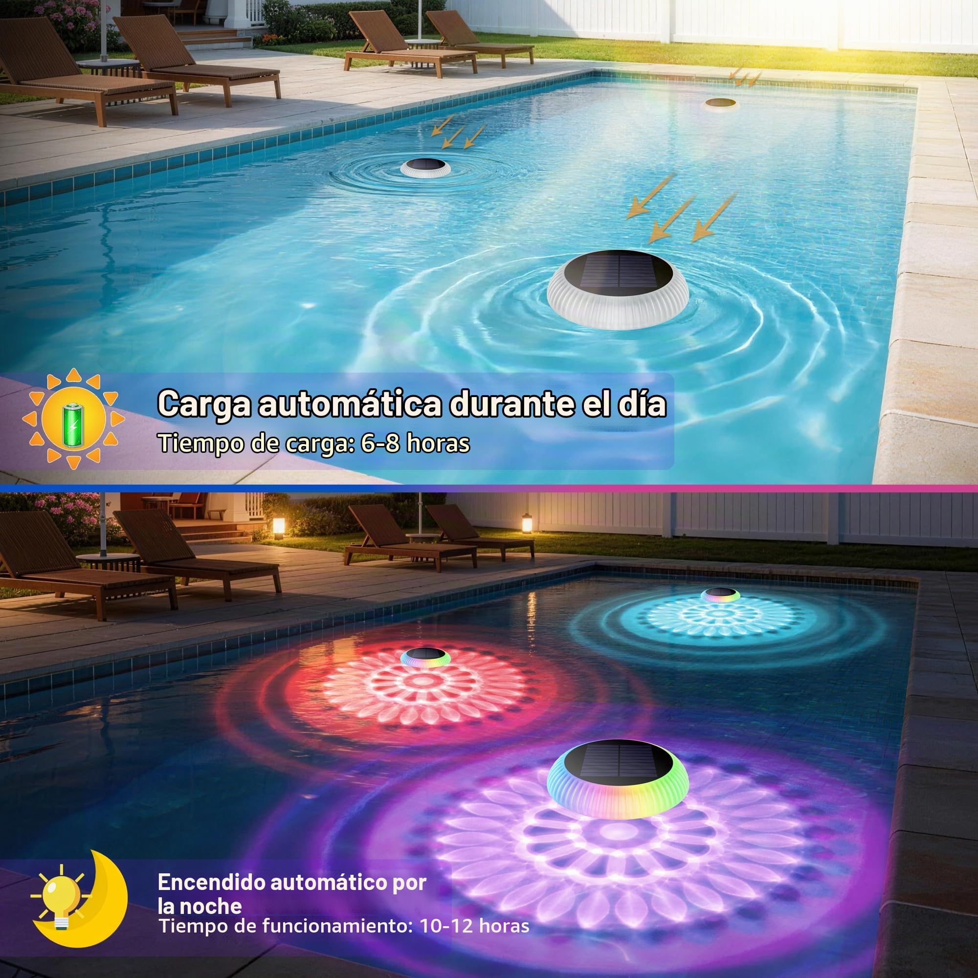Luz Solar Exterior Jardín, LED Luces Solares Piscina Flotantes Lámpara Exteriores IP67 Impermeable con Control Remoto RGB Luces Subacuática Decoración Iluminación para Acuario Estanque Bañera Fiesta