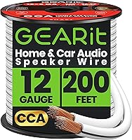 Vista 14 de GEARit Cable de altavoz de calibre 12, cable de altavoz de 20 pies para audio de automóvil, cine en casa, CCA (negro)
