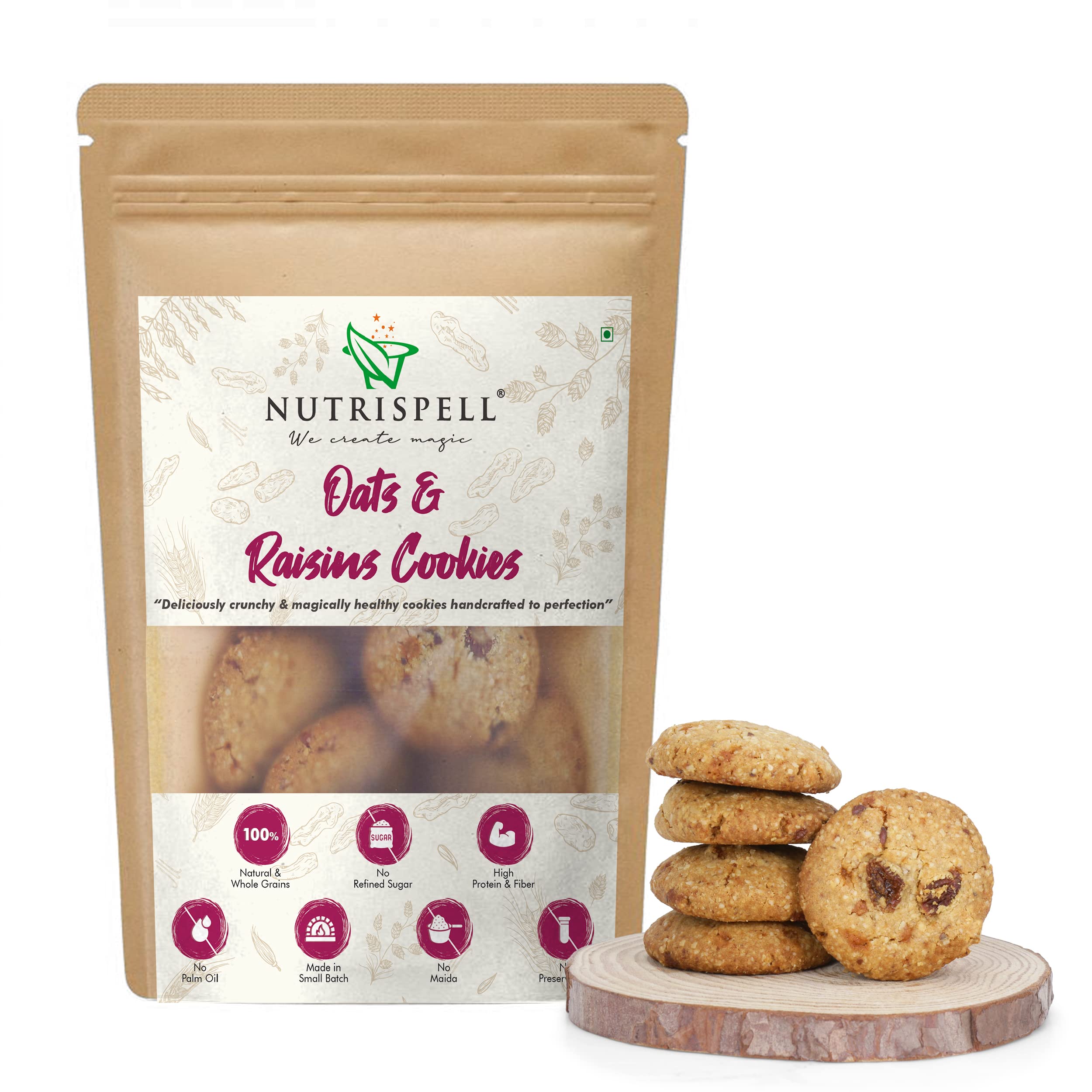 Nutrispell Oats & Raisins Cookies, High protein High fibre biscuits, No maida, No sugar, No preservatives, Oats & Jaggery Biscuits, Healthy Snack for kids & adults, 150g (B0BS9HVS9M) Amazon Price History, Amazon Price Tracker