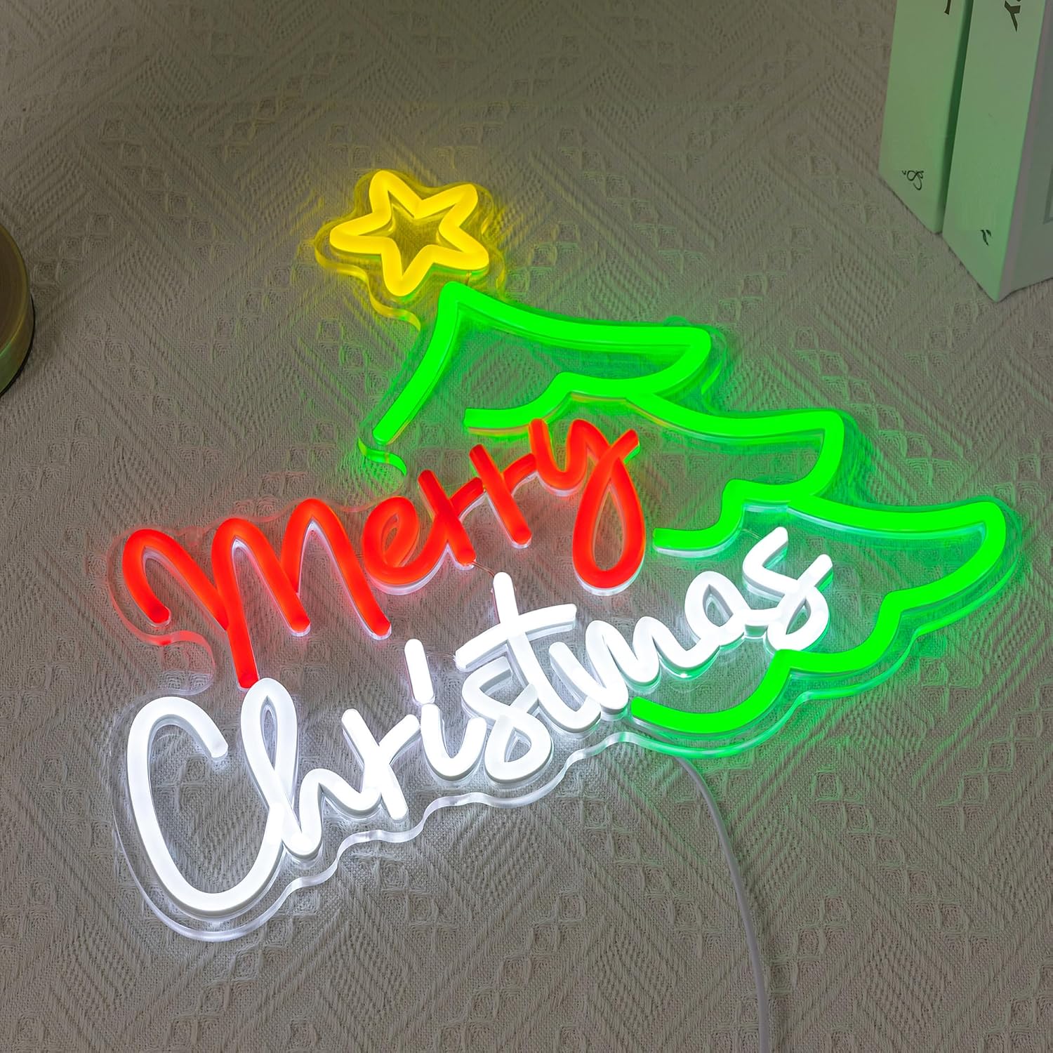 Merry Christmas Neon Sign Christmas Tree Neon Light for Wall Decor XMas Led Neon Sign Holiday Time Led Light Up Sign Colorful Neon Signs for Bedroom Living room Kids Room XMas Decoration