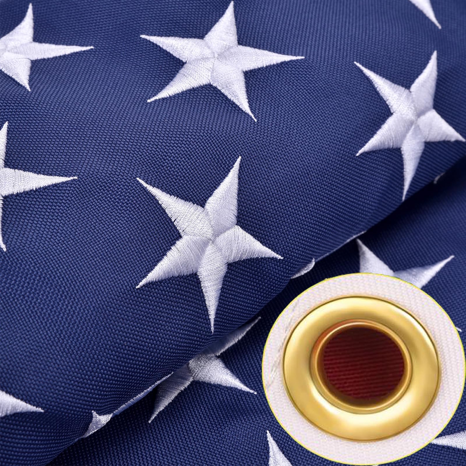 Photo 1 of American Flag 10x15 FT Long Lasting Heavy Duty US Flags for High Wind TearProof Polyester USA Flag with Embroidered Stars, Sewn Stripes, Brass Grommets