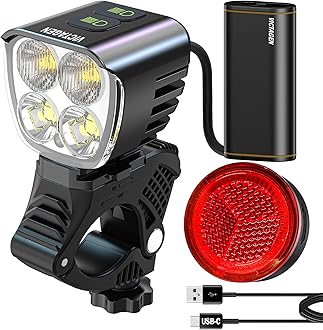 Victagen Bike Light 12000lm Bike Lights for Night Riding, 4 LED Bike Lights Waterproof Type C Rechargeable Front Bike Headlight and Taillight, High & Low Beam Design, Power Bank Function