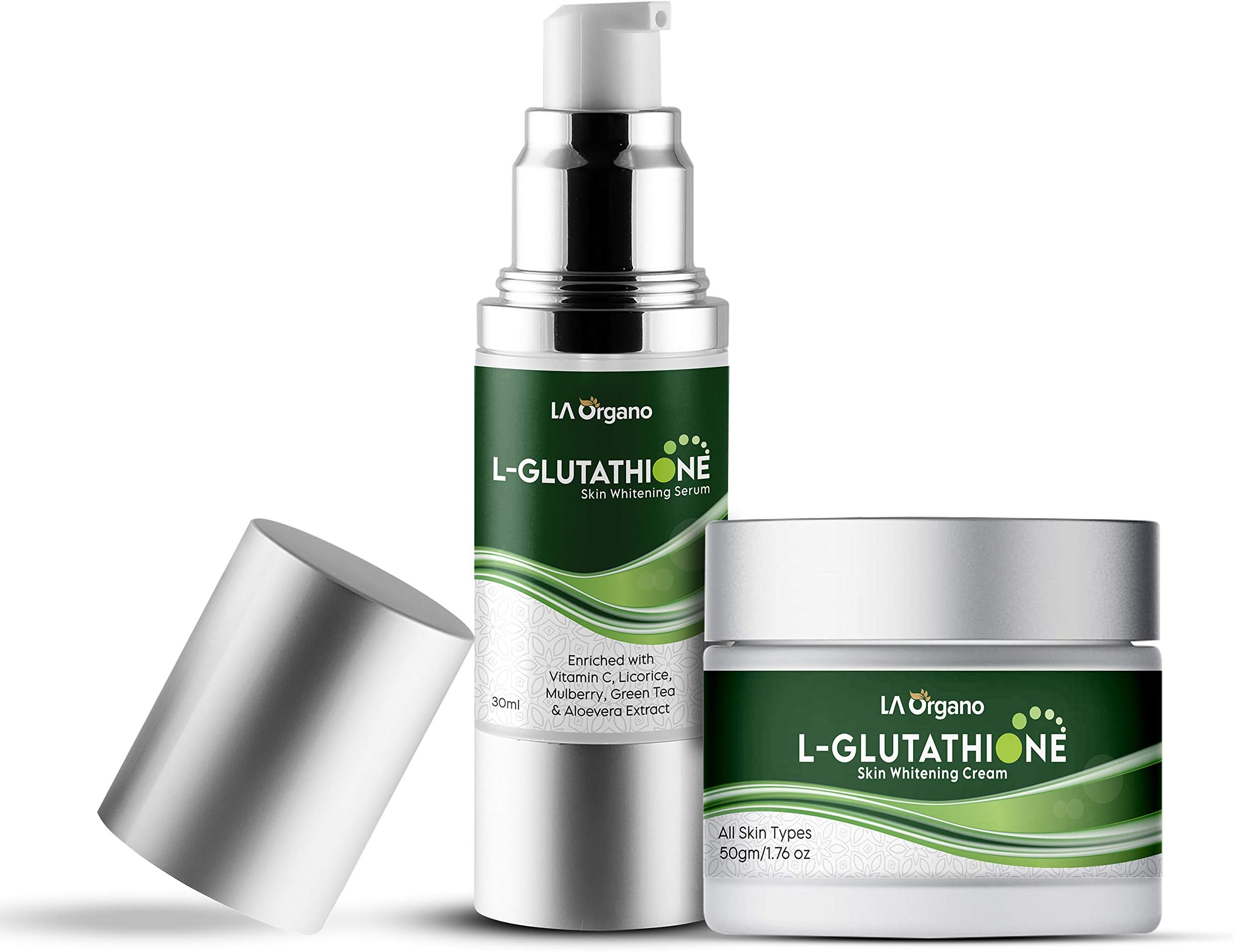 LA Organo Glutathione Cream, 50g & Glutathione Serum, 30ml (Pack of 2)
