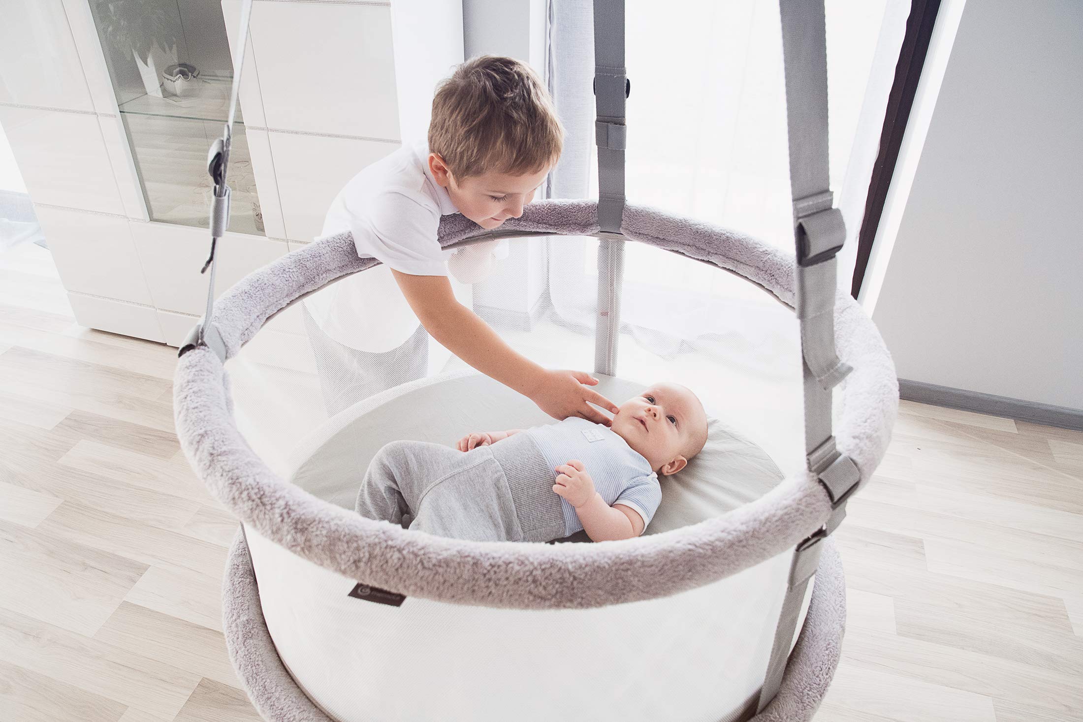3-in-1 Babywiege – Wiege, Sensomotorik‑Korb & Schaukel | ergonomisch, fördert Entwicklung, wächst mit von Geburt bis 12 Jahre, nachhaltig, Made in EU