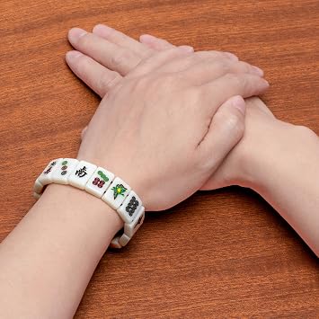 Yellow Mountain Imports Mahjong Bundle - Champion-Size Chinese Mahjong Game Set and Mahjong Mini-Tiles Bracelet