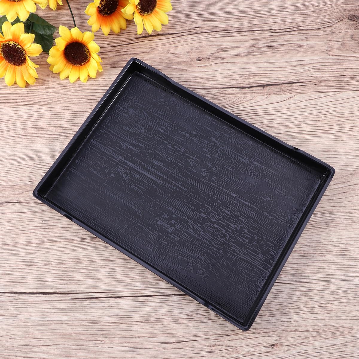 POPETPOP Große Reptilien Wasserschale Und Futterschale Mit Natürlicher Holzmaserung Kippstabil Und Unzerbrechlich Flaches Design Für Schildkröten Baden Und Füttern 9.65X7.09X0.79 Zoll