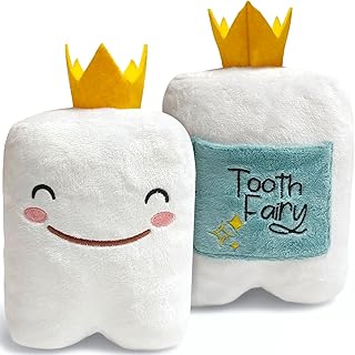 6" Tooth Fairy Pillow with Back Pocket - Soft Plush Stuffed Animal Toy for Kids, Boy or Girl - Squishable Holder