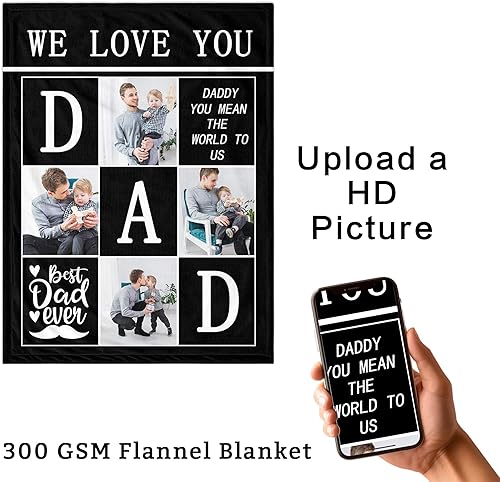 Miniatura 4 de Lcyawer Divertidos regalos de cumpleaños para el Día del Padre para papá de hija, hijo, esposa, niños, manta personalizada con fotos, regalos únicos