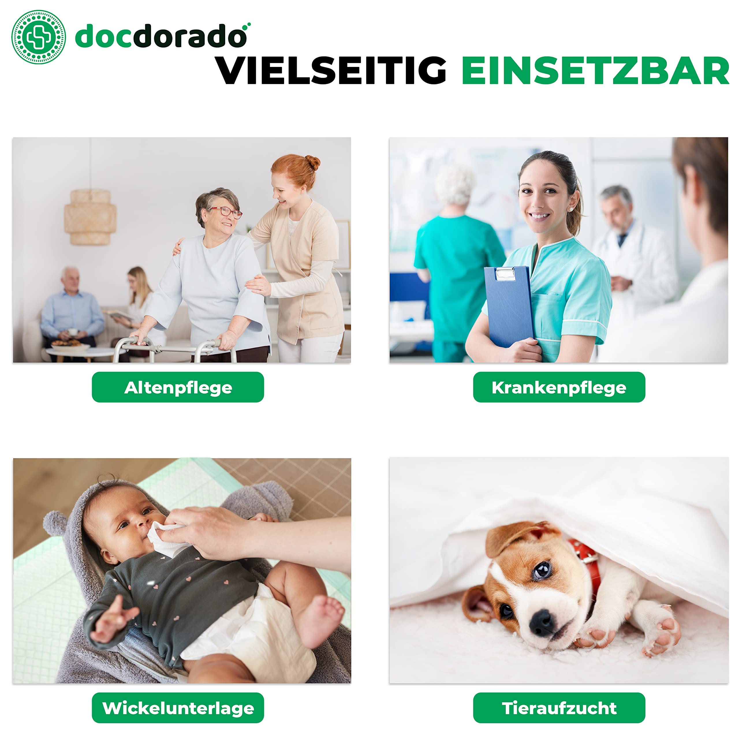 100 x 6-lagige Promanu Cellulose-Einweg-Patienteneinlagen, gepolsterte Inkontinenzeinlagen, Babyunterlagen, Tierblau, ca. 60 x 90 cm