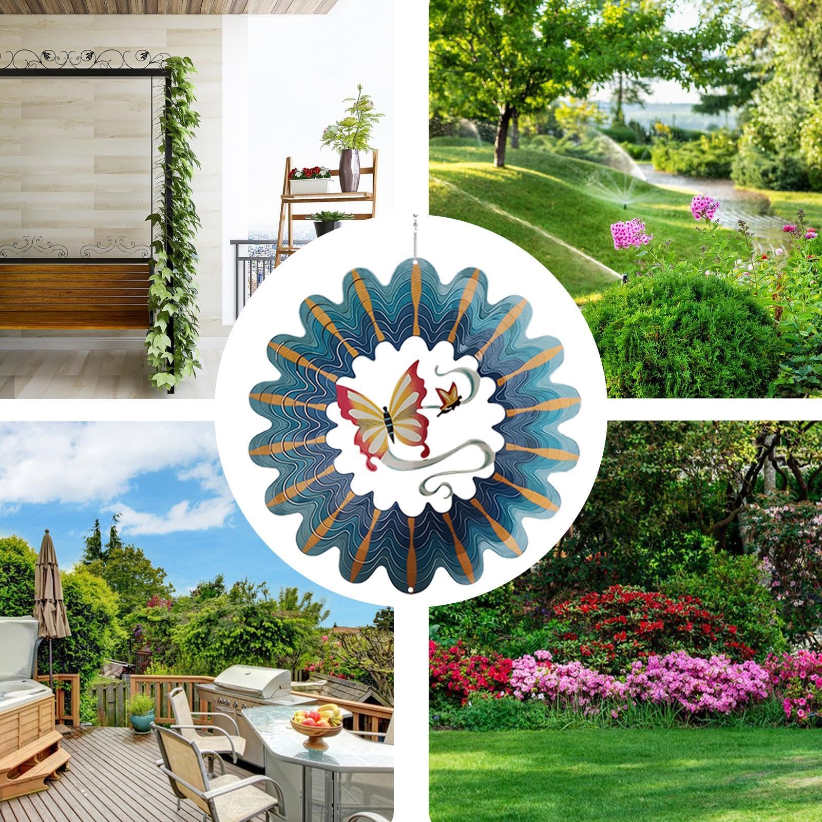 Décoration Rotative Pour Jardin - Ornement éolien à Suspendre 15 Cm - Moulin à Vent Coloré Pour Extérieur