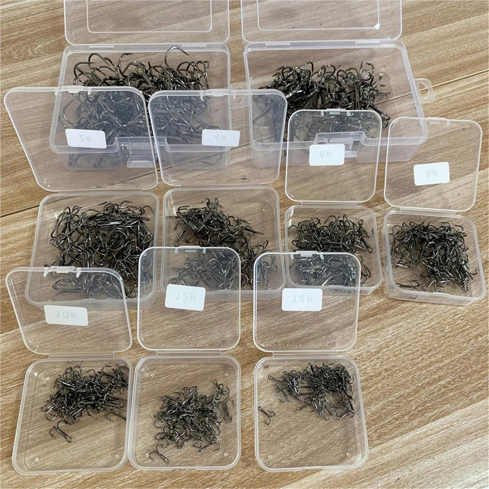 Angelhaken 50pcs/Box Treble Hooks Super Sharp Solid Size Triple Barbed Steel Fishing Lure Jigging Hook 3/0#-16#
