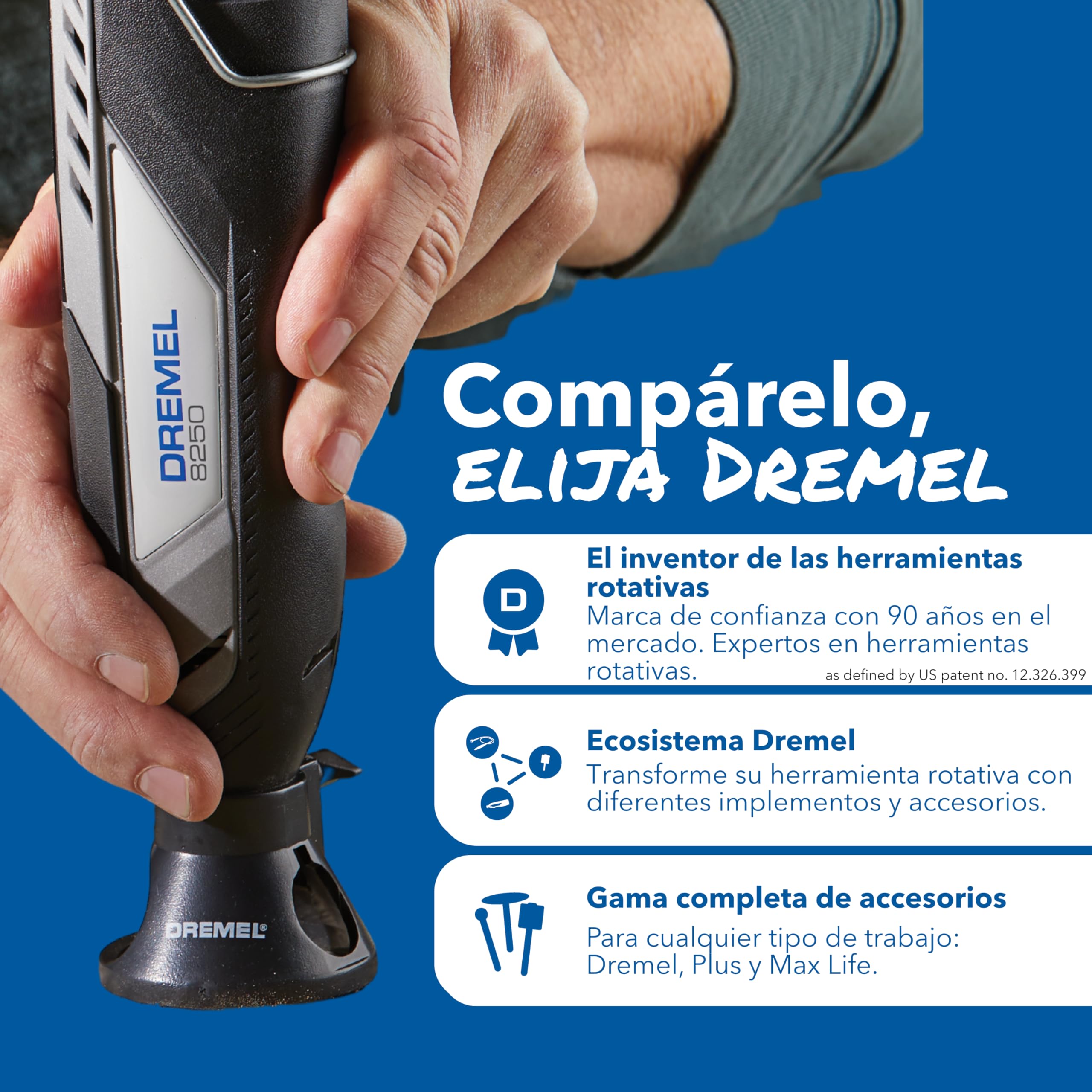 Dremel 8150 Herramienta Rotativa sin cable 12V sin escobillas Velocidad Variable 5.000-30.000 RPM kit con bolsa, 5 accesorios, Batería 2.0Ah+Cargador para amolar, taladrar, fresar, grabar, reparar/DIY