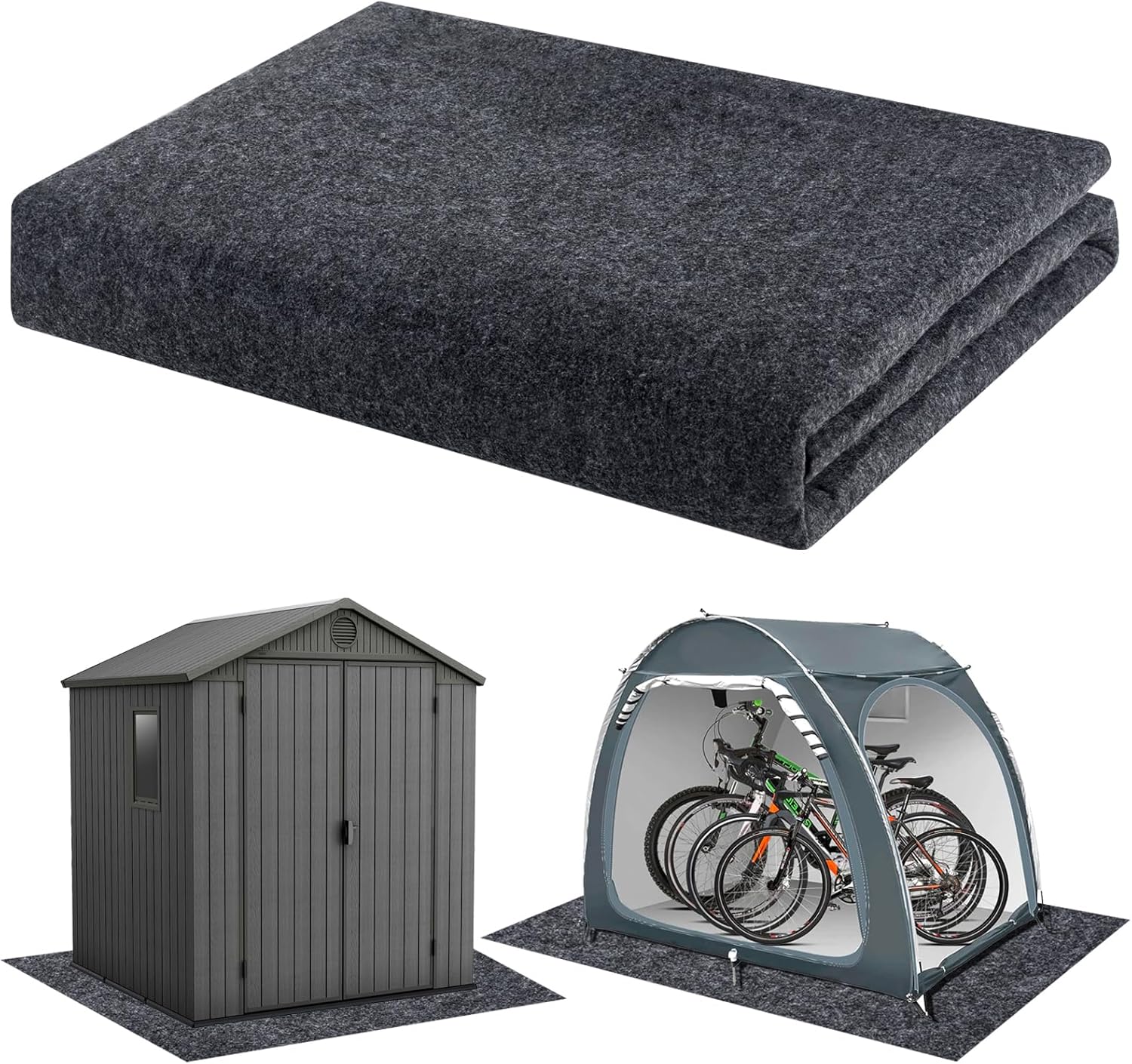 Foyego Outdoor Storage Shed Mat, Waterproof Dustproof Outdoor Carport Floor Mat, Patio Furniture Scratch Prevention Anti-Slip Mat, Soft Felt Material with Non Slip Backing(8.2 * 6FT) Foyego Outdoor Storage Shed Mat, Waterproof Dustproof Outdoor Carport Floor Mat, Patio Furniture Scratch Prevention Anti-Slip Mat, Soft Felt Material with Non Slip Backing(8.2 * 6FT)