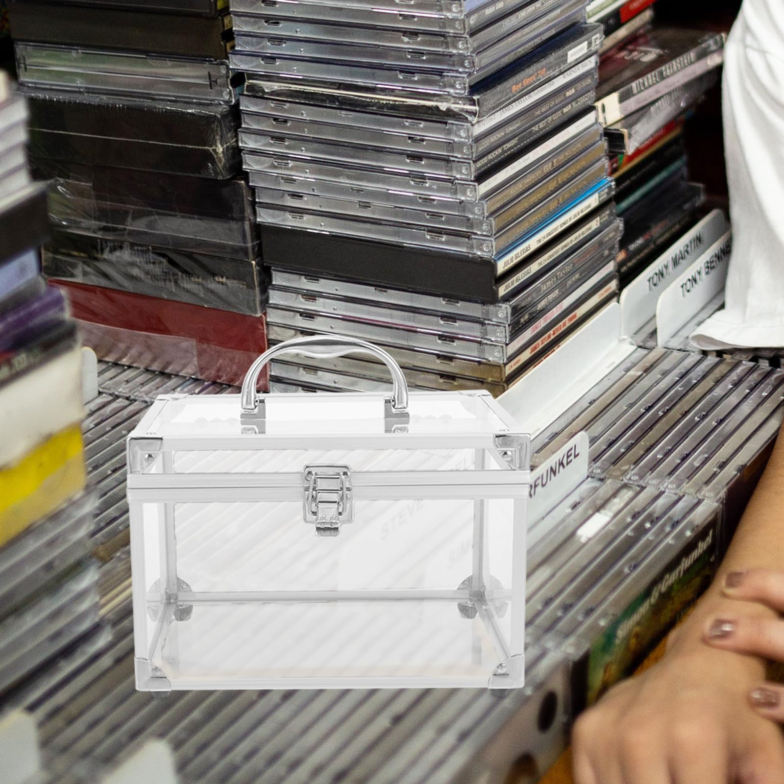 Contenitore Porta CD in Acrilico Argento con Protezione Dischi e Facile Identificazione, Organizer Trasparente per Casa e Ufficio