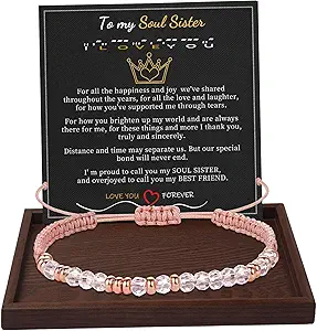 Btysun Morse Code Bracelets for Women Christmas Gift Stocking Stuffers for Teens Pink Braided Bracelets Inspirational Best Friend Birthday Gifts for Her High School Graduation Gifts for Her 2025 Mom Bracelet Jewelry