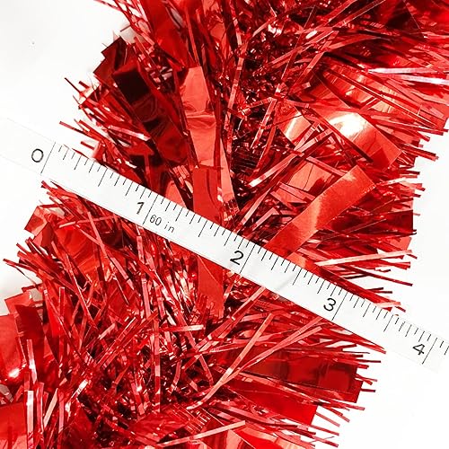 Miniatura 5 de 100 luces LED TURNMEON - Guirnalda de oropel de Navidad roja de 33 pies de largo, guirnalda de oropel para el día de San Valentín, guirnalda