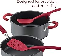 Vista 4 de Rachael Ray Juego de cucharas flexi Turner y raspar y utensilios de cocina, 2 piezas, color rojo