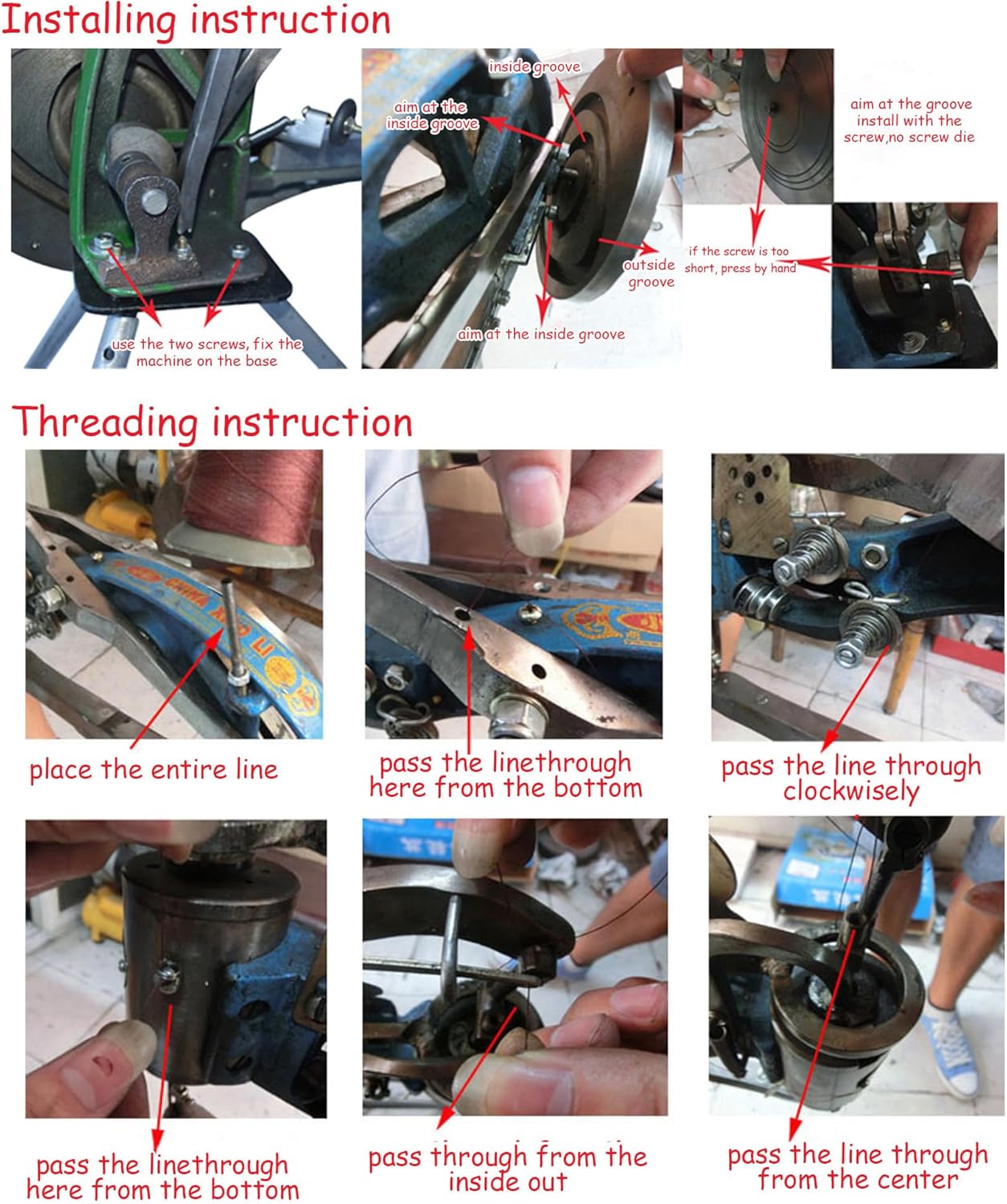 INTSUPERMAI Cobbler Sewing Machine Manual Leather Cobbler Shoe Repair Machine Dual Cotton Nylon Thread with CD Instruction for Shoes Leather Repairing