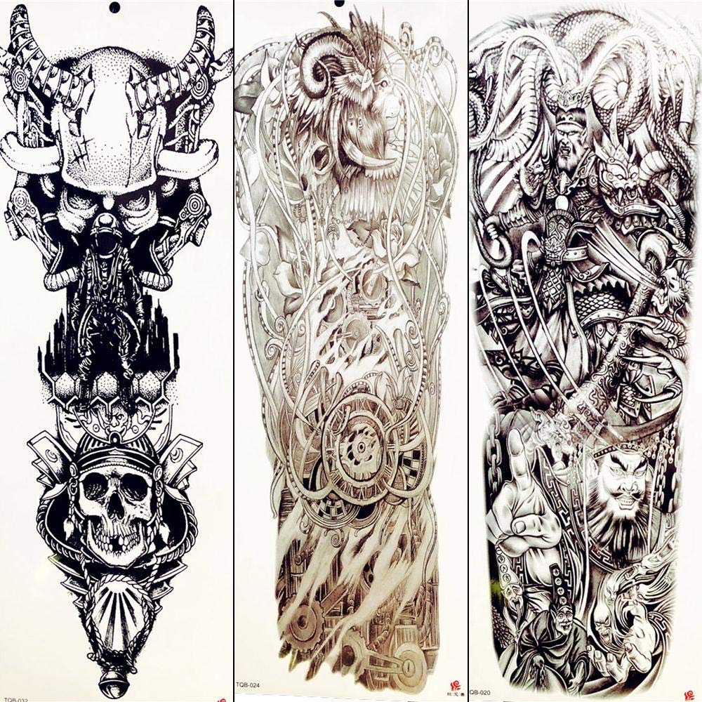48X17Cm Pirate Totem Robot Arm Temporary Tattoos Full Arm Sleeve Indian Tribe Antelpe Tattoos Sticker Men Boy Fake Tattoos Leg