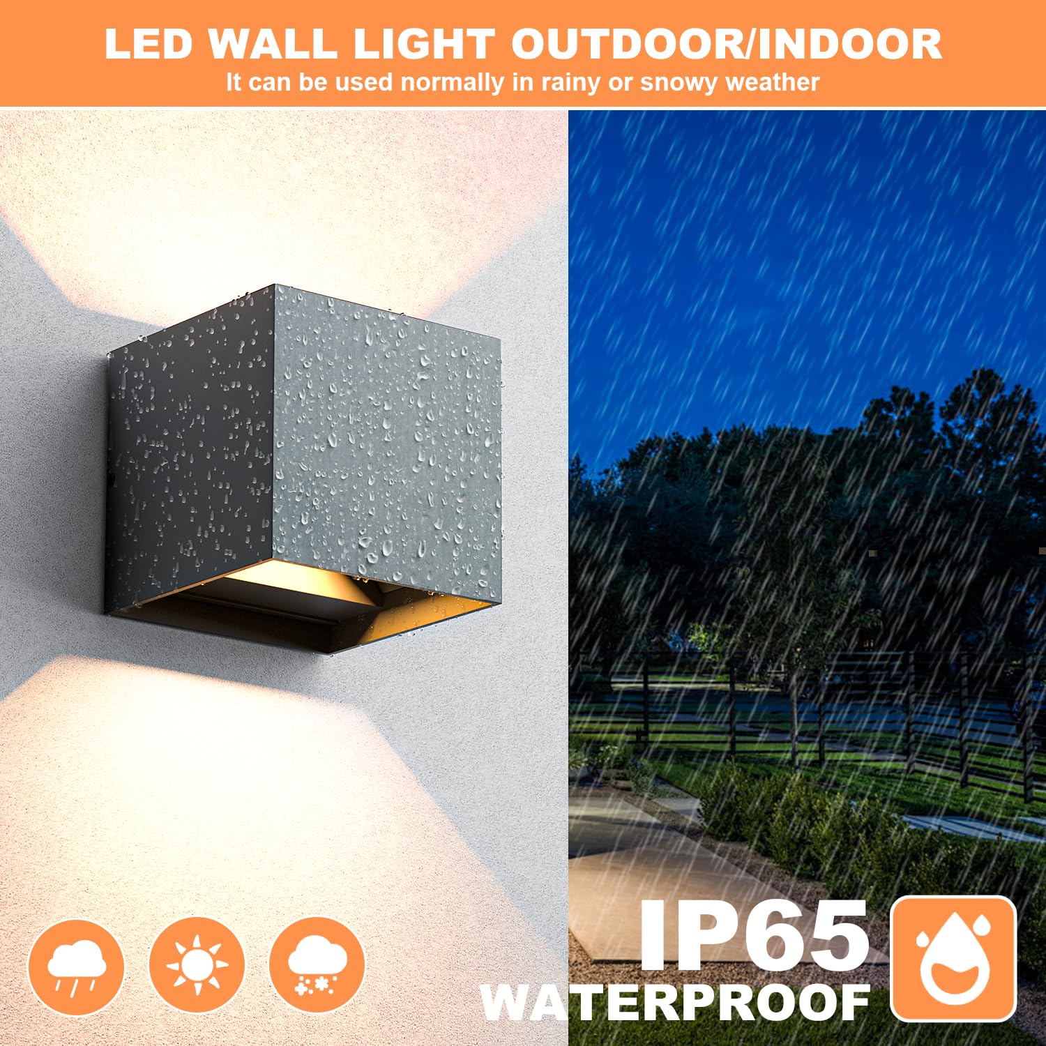 2 Pezzi Applique da Parete Esterno/Interno, 12W LED Lampada da Parete 3000K Bianco Caldo Angolo del Fascio Regolabile Applique Moderne in Alluminio IP65 Impermeabile - Grigio