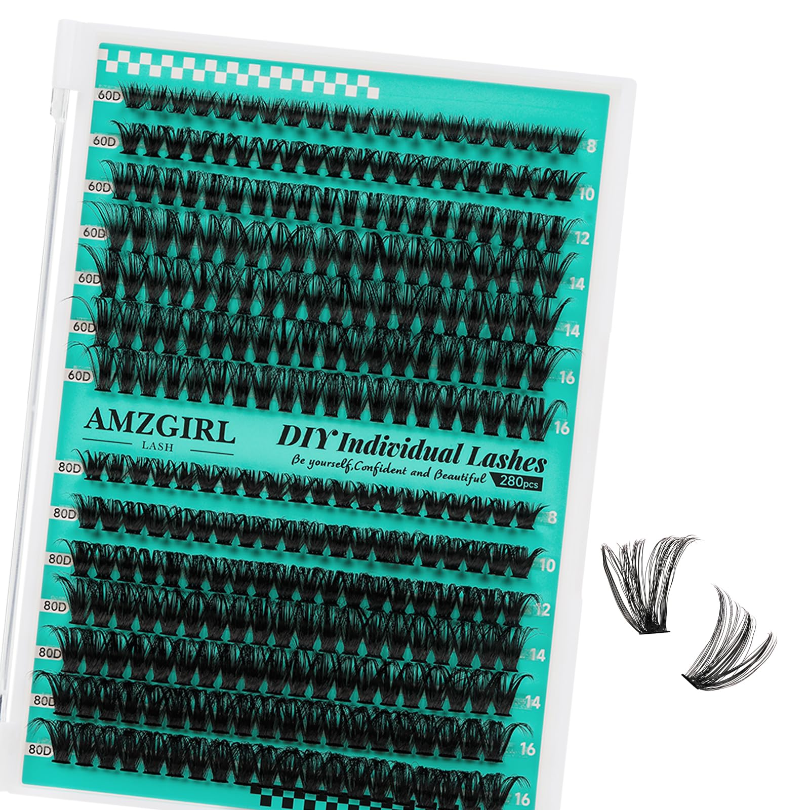 Finte Ciglia Naturaliciglio Ciuffetti Individuali 280Pcs Morbide, D Curl Lash Clusters, Fai Da Te Estensioni a Grappolo (6080D, 8-16mm)