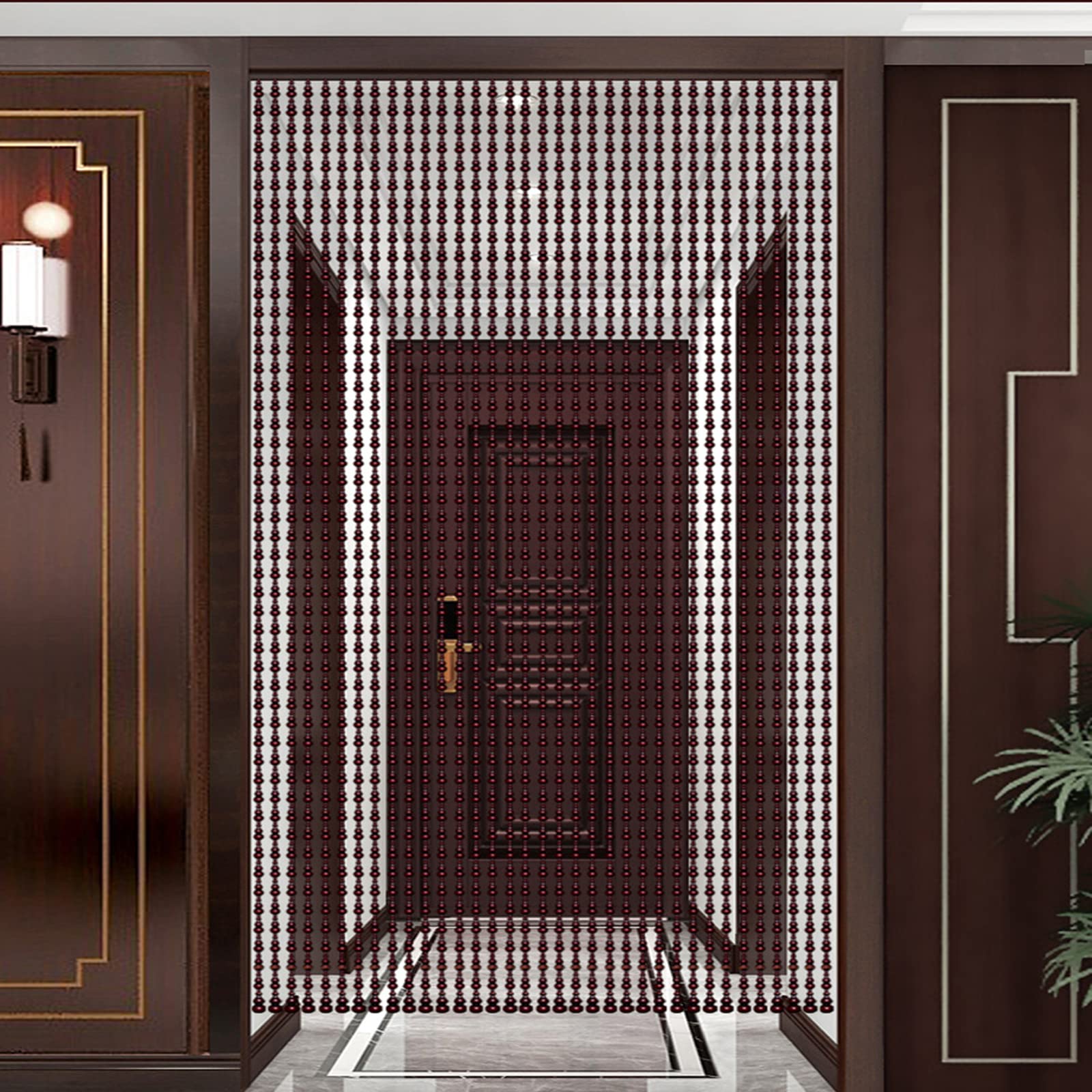 Rideau de Perles Fait Main,Rideau Perlé en Bois Naturel,Cloison de Décoration à La Maison pour La Pièce,Rideau de Perles à Cordes Doors,Style Rétro,Personnalisable (21 Strands-55x125cm)