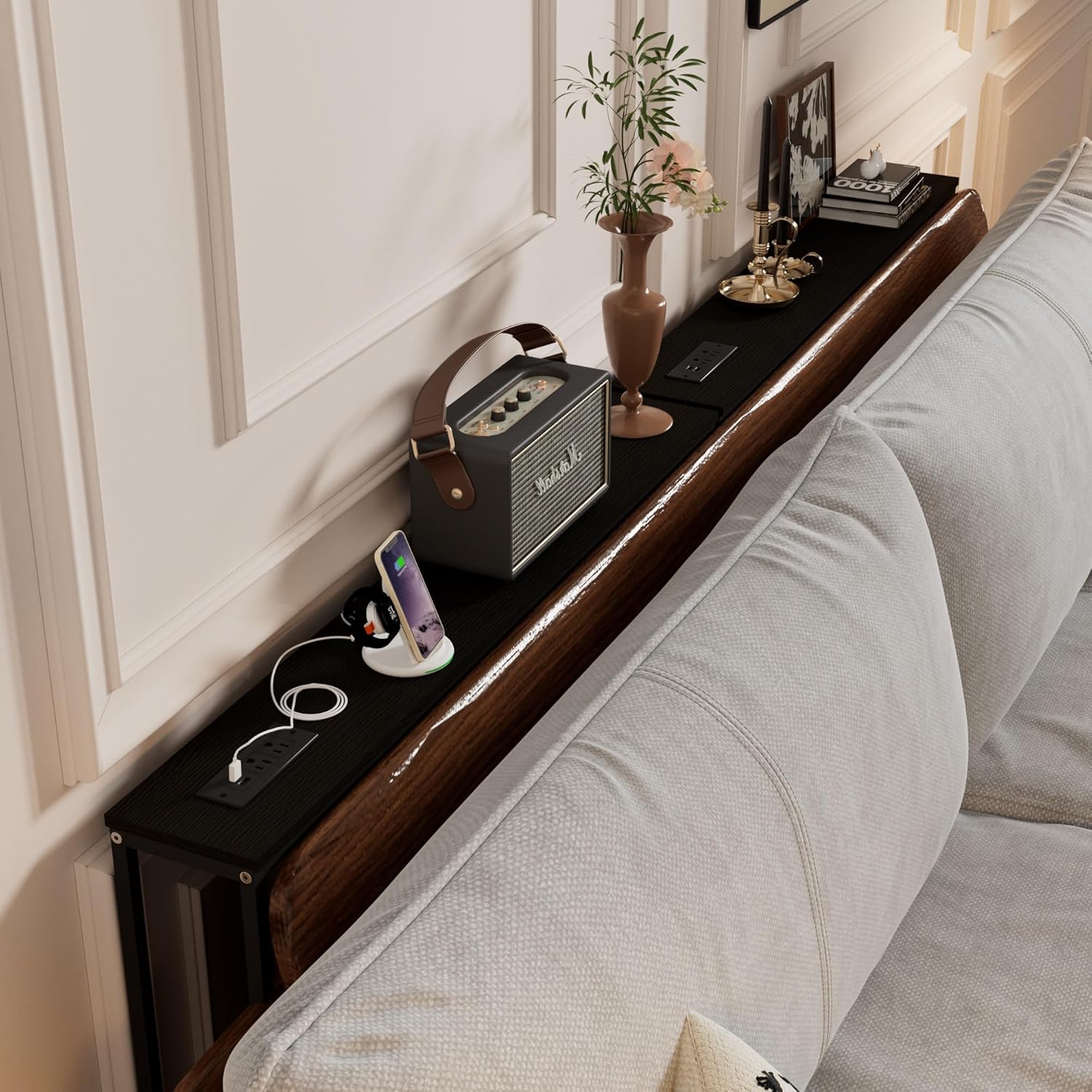 39" Narrow Console Table,Sofa Table with Charging Station, Narrow Long Entryway Table，Behind Couch Table,for Living Room, Hallway, Foyer(1,Black)