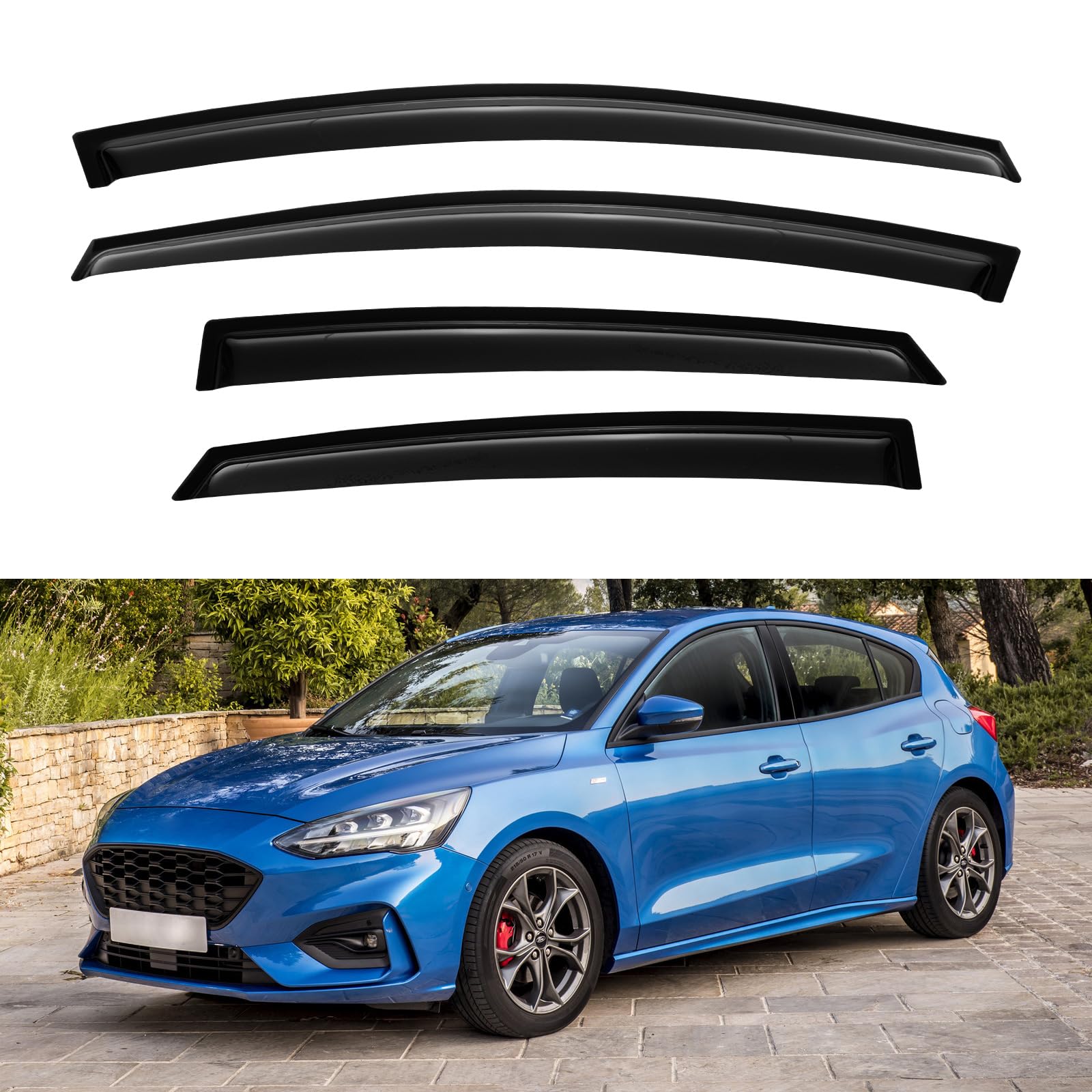 Photo 1 of Window Rain Guards Shield for 2012-2018 Ford Focus, Window Vent Visors Shades Wind Deflectors for 12-18 Focus Sedan & Hatchback