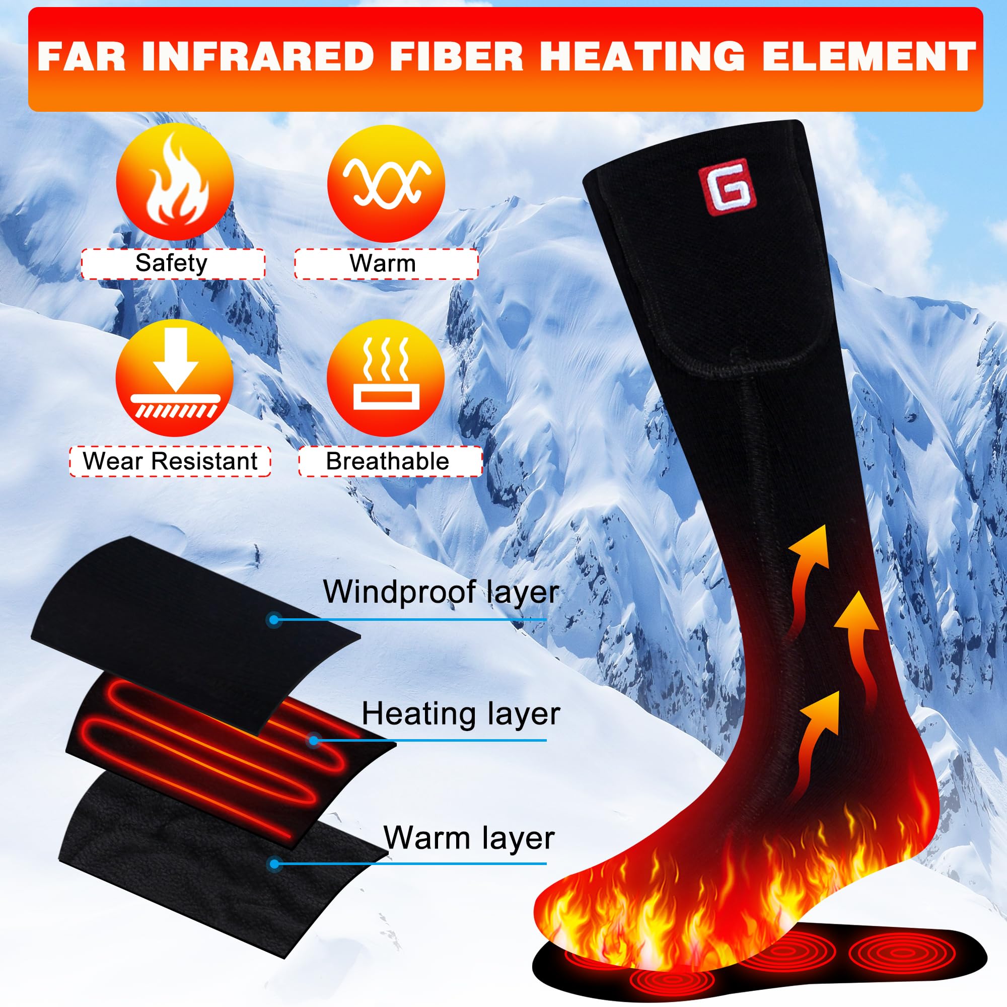 Calcetines calefactables para hombres y mujeres, calcetines térmicos eléctricos recargables con batería, térmicos, cálidos, para invierno, lavables, para deportes al aire libre, senderismo,