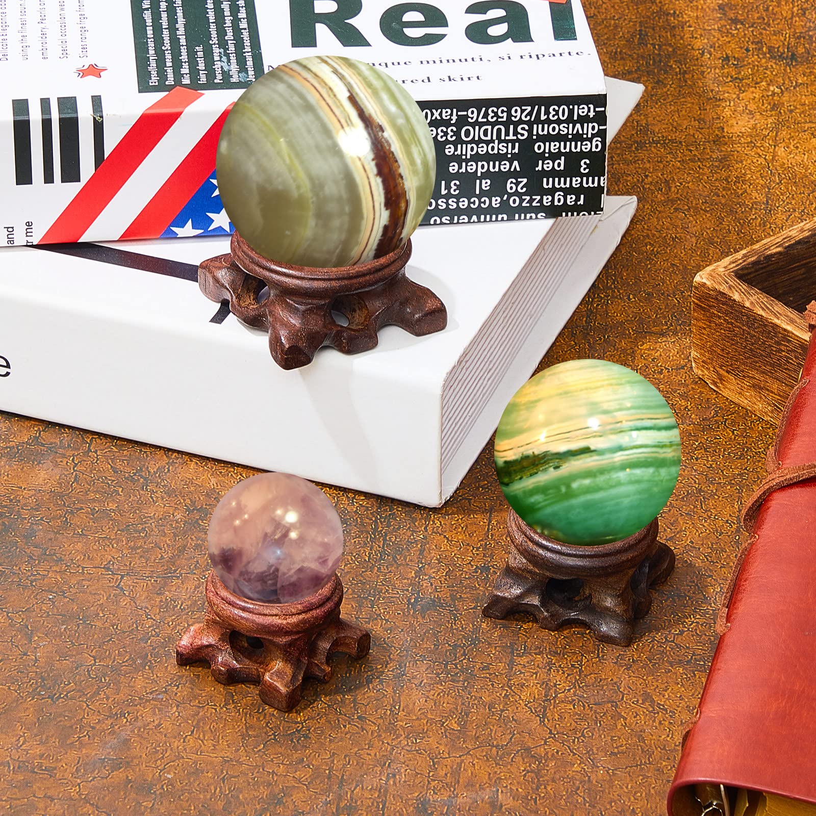 Amazon.com: Taiyin 9 Pieces Wooden Sphere Stands for Display Mini