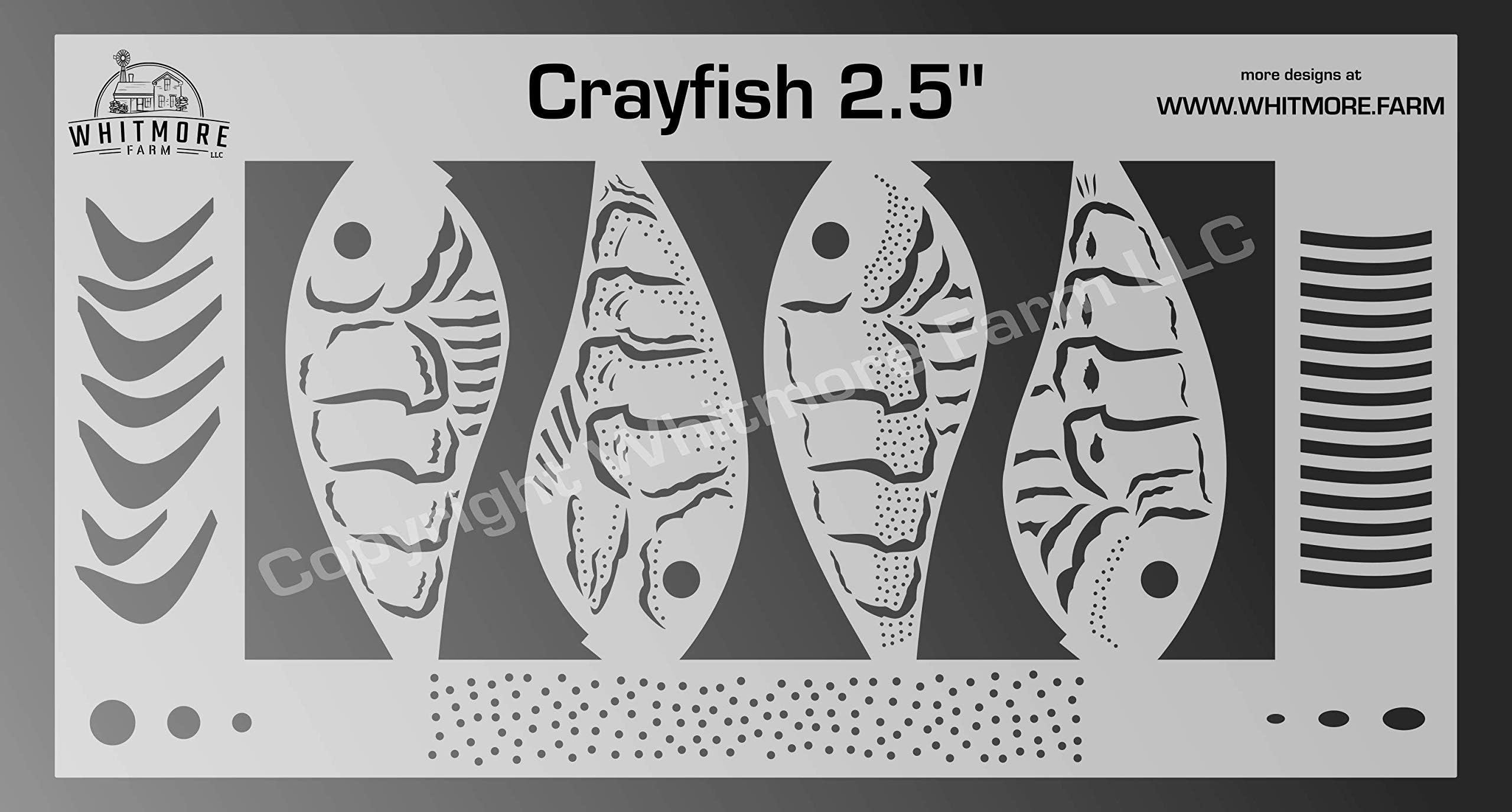 Whitmore Farm LLC Crayfish Fishing Lure Airbrush Stencil #1-2.5 Inch