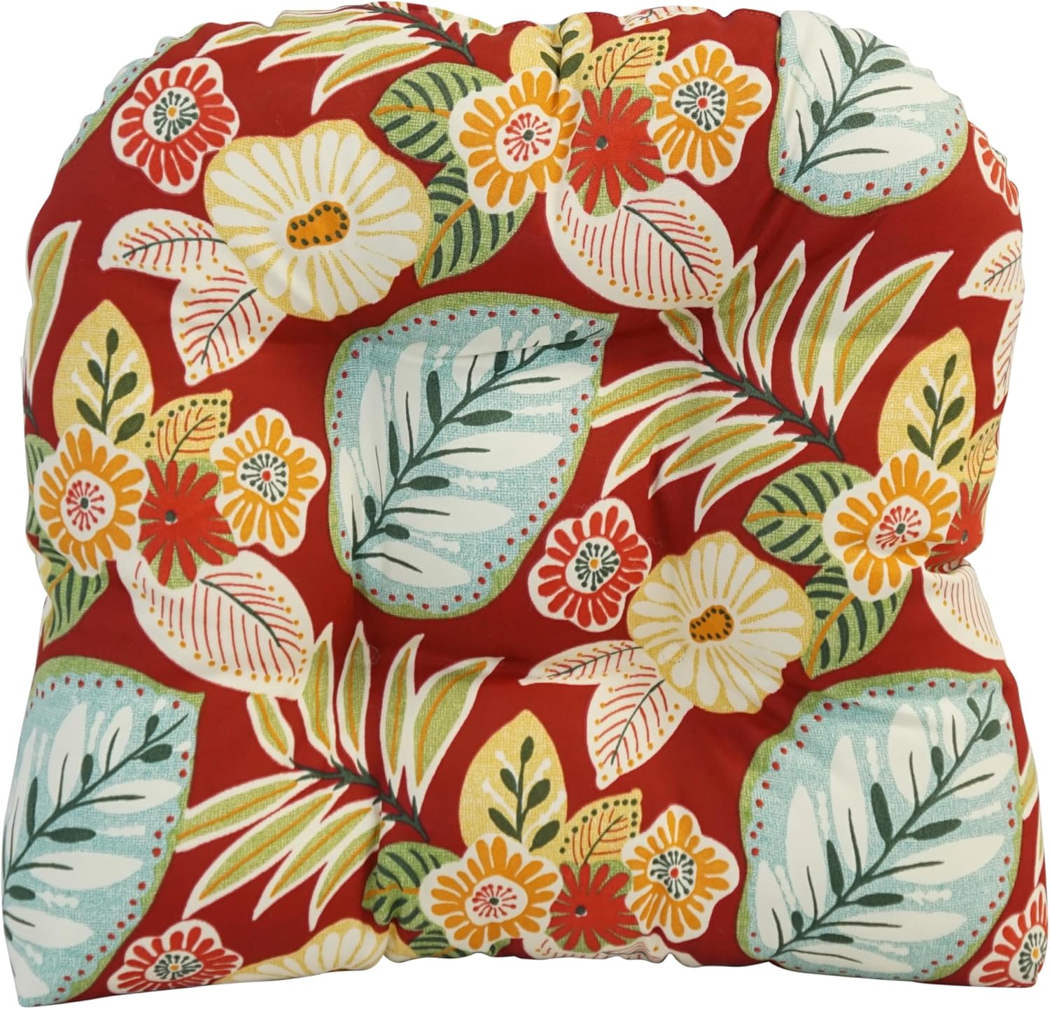 Blazing Needles Rounded Back Tufted Outdoor Chair Cushion, 19 x 19, Marlow Beachside 2 Count