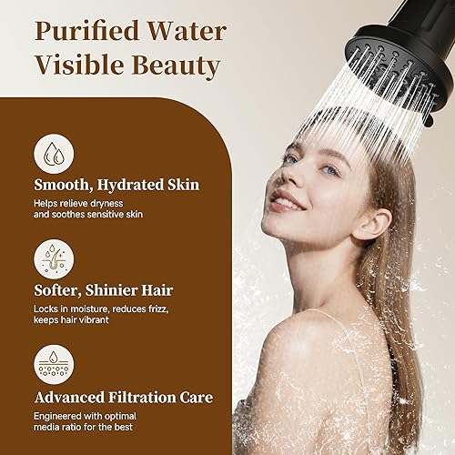 Miniatura 2 de BRIGHT SHOWERS Cabezal de ducha filtrado, cabezal de ducha fijo de alta presión para agua dura, filtro de doble medio que elimina el cloro y las