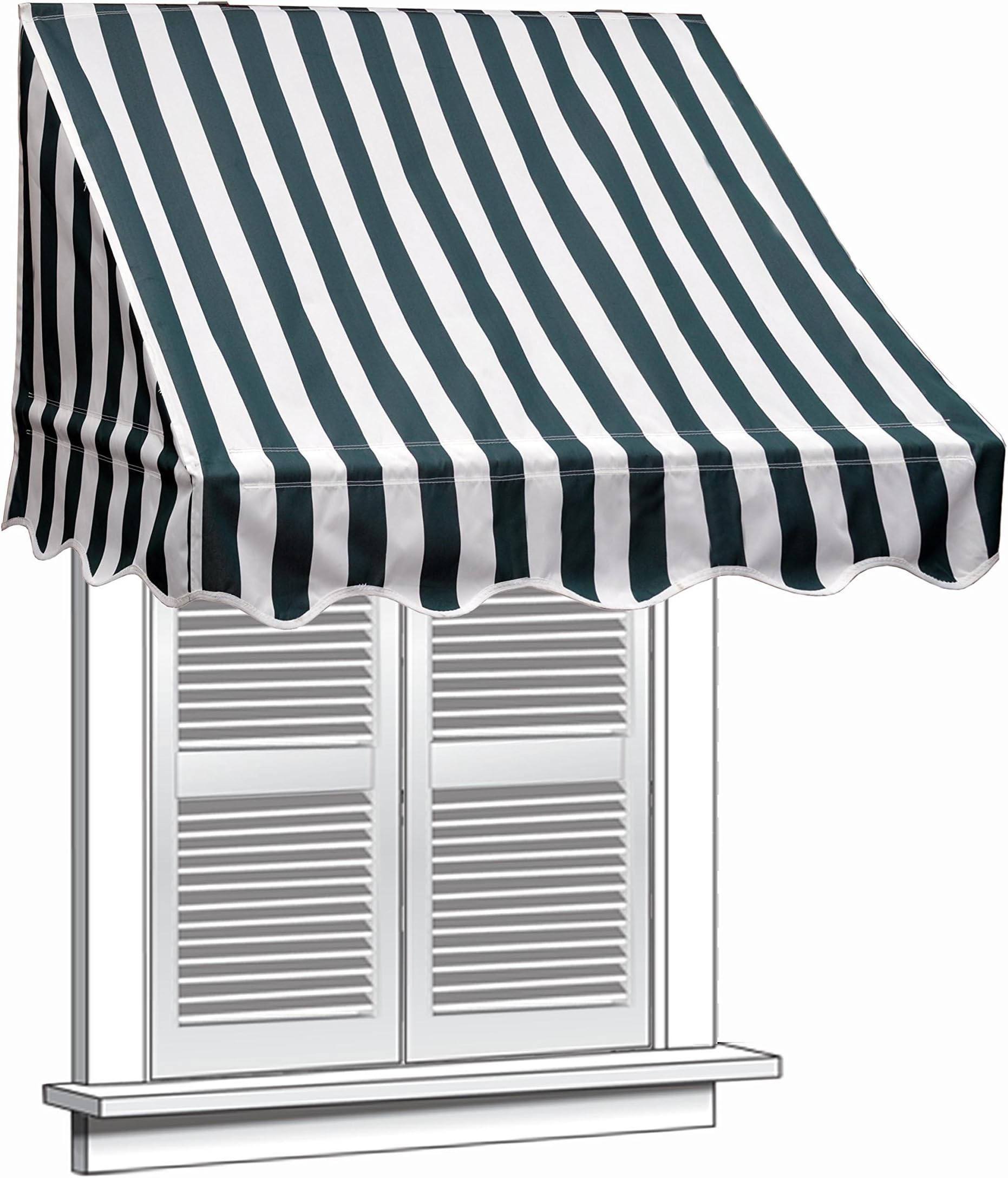 ALEKO 8x2 Feet Green/White Stripe Window Awning Door Canopy 8-Foot Decorator Awning