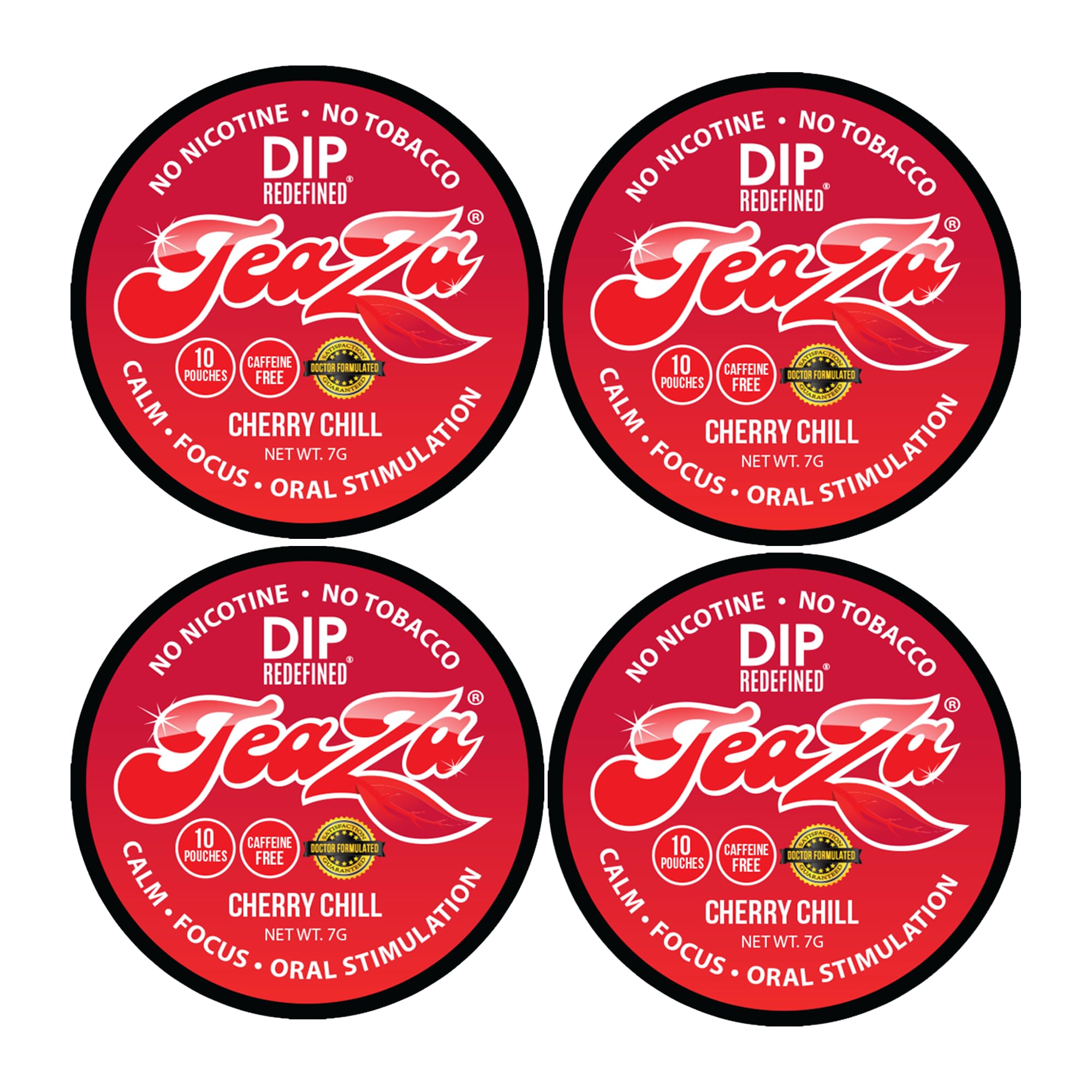 Teaza Energy Pouches, Tobacco Free Nicotine Free Dip Smokeless Alternative Snuff & Energy Dip Chewing Tobacco Alternative Healthy Dipping Premium Flavored Cherry Chill (4 Pack)