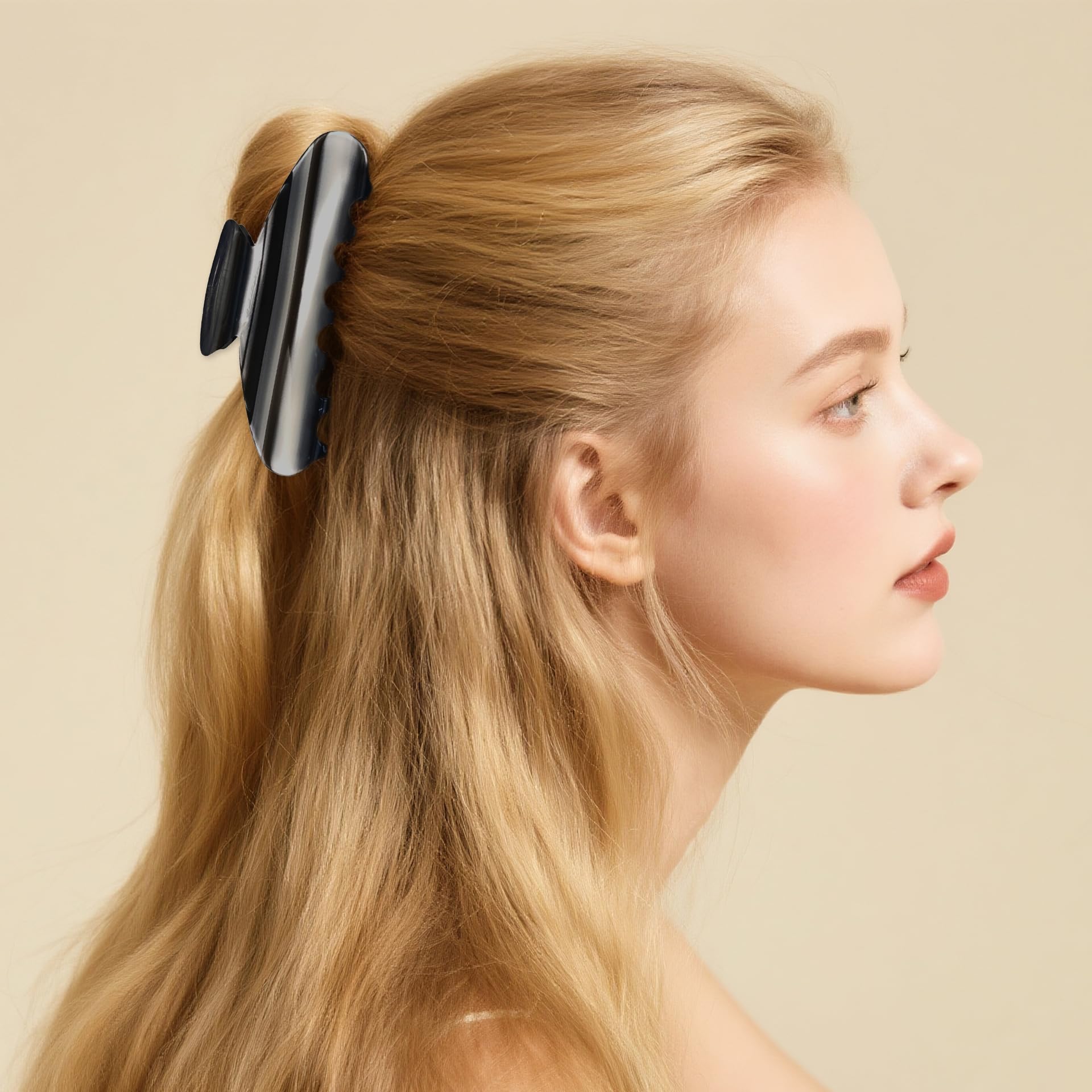Pinzas de garra para mujer: pinzas de pelo de gran potencia, hechas a mano, para cabello grueso y fino; elegantes accesorios para el cabello de mujer, regalos de vacaciones para mujeres (negro2 de 4