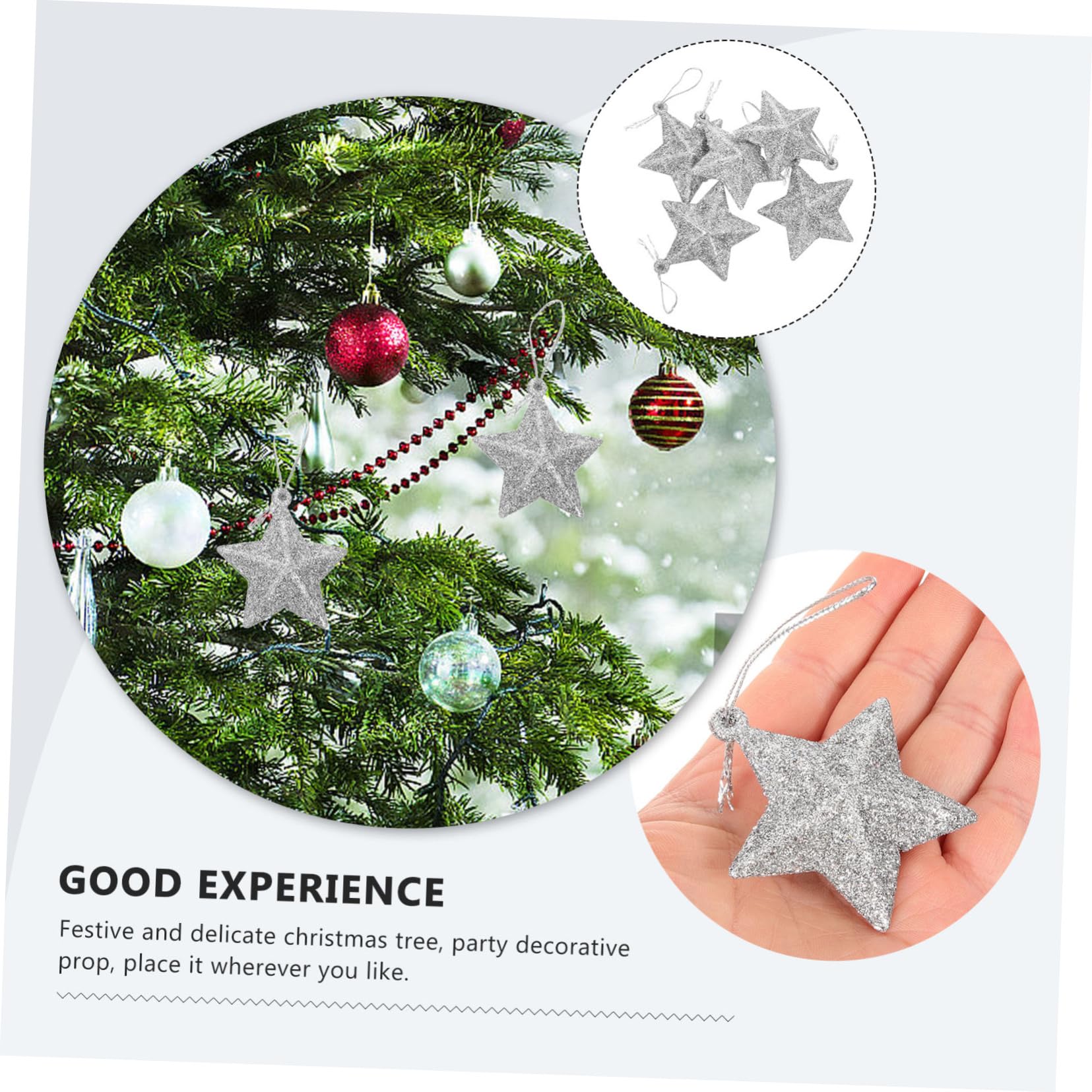 STOBAZA 48pezzi Decorazioni Natalizie Forma Di Stella Glitterata Adornamenti Per Albero Di Natale Da Accessori Festivi Per Feste Di Natale e Capodanno