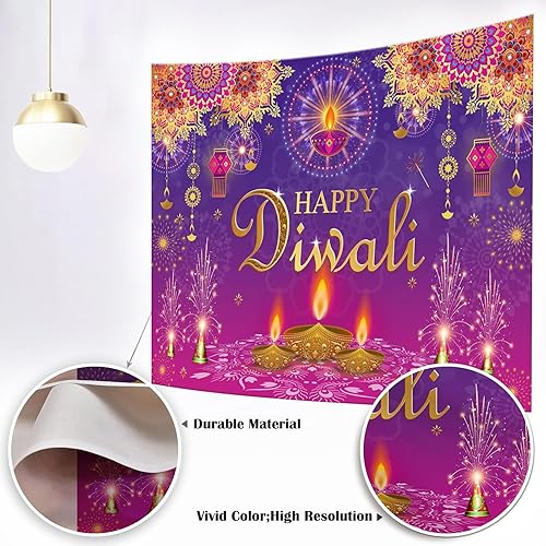 Miniatura 9 de Mocsicka Happy Diwali - Telón de fondo indio Deepavali Diwali Festival de luz, decoración de fiesta, linterna Rangoli, fotografía, pancarta de