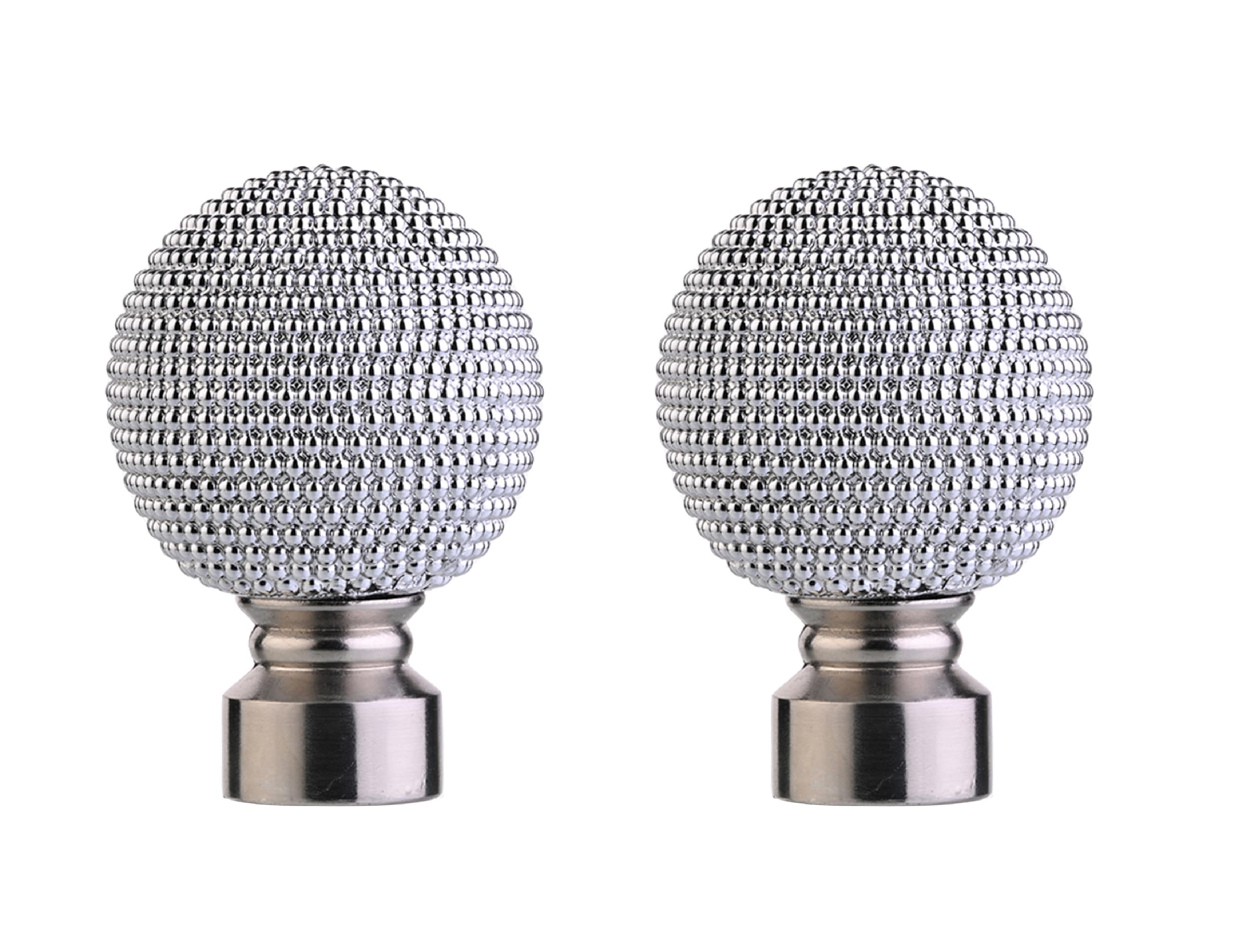 Lister Cartwright 28mm Curtain Pole Ends Finials Pack of 2 Adjustable Screws Polished Steel (Studded Ball Finials)