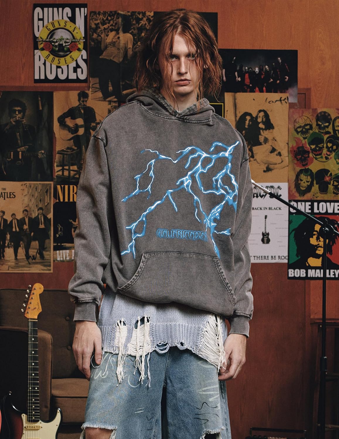 Aelfric Eden Mens Lightning Graphic Hoodies Print Oversized Unisex Streetwear Vintage Hoodie Y2k Sweatshirt Pocket Pullover - Image 6
